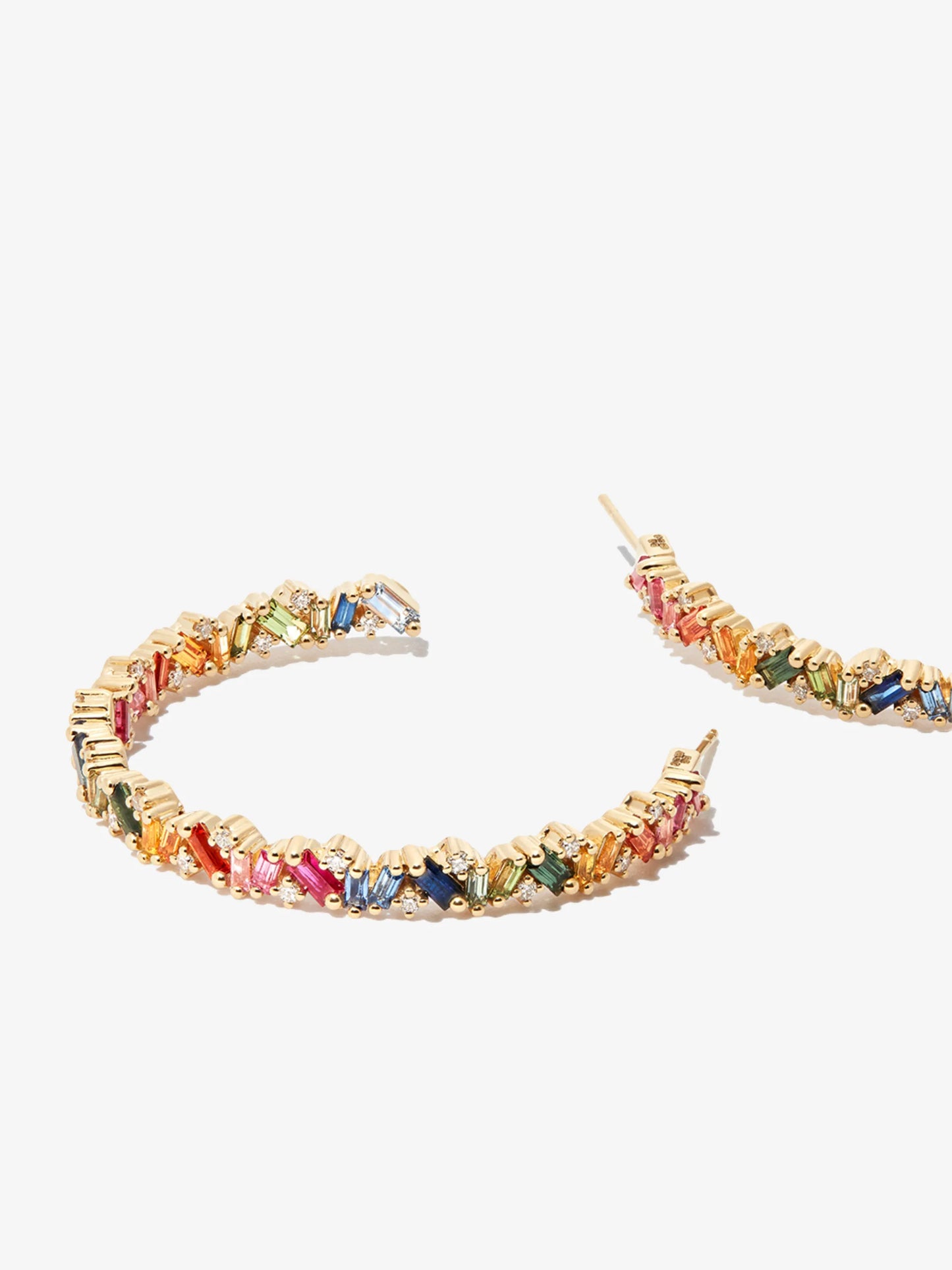 18kt yellow gold sapphire hoop earrings