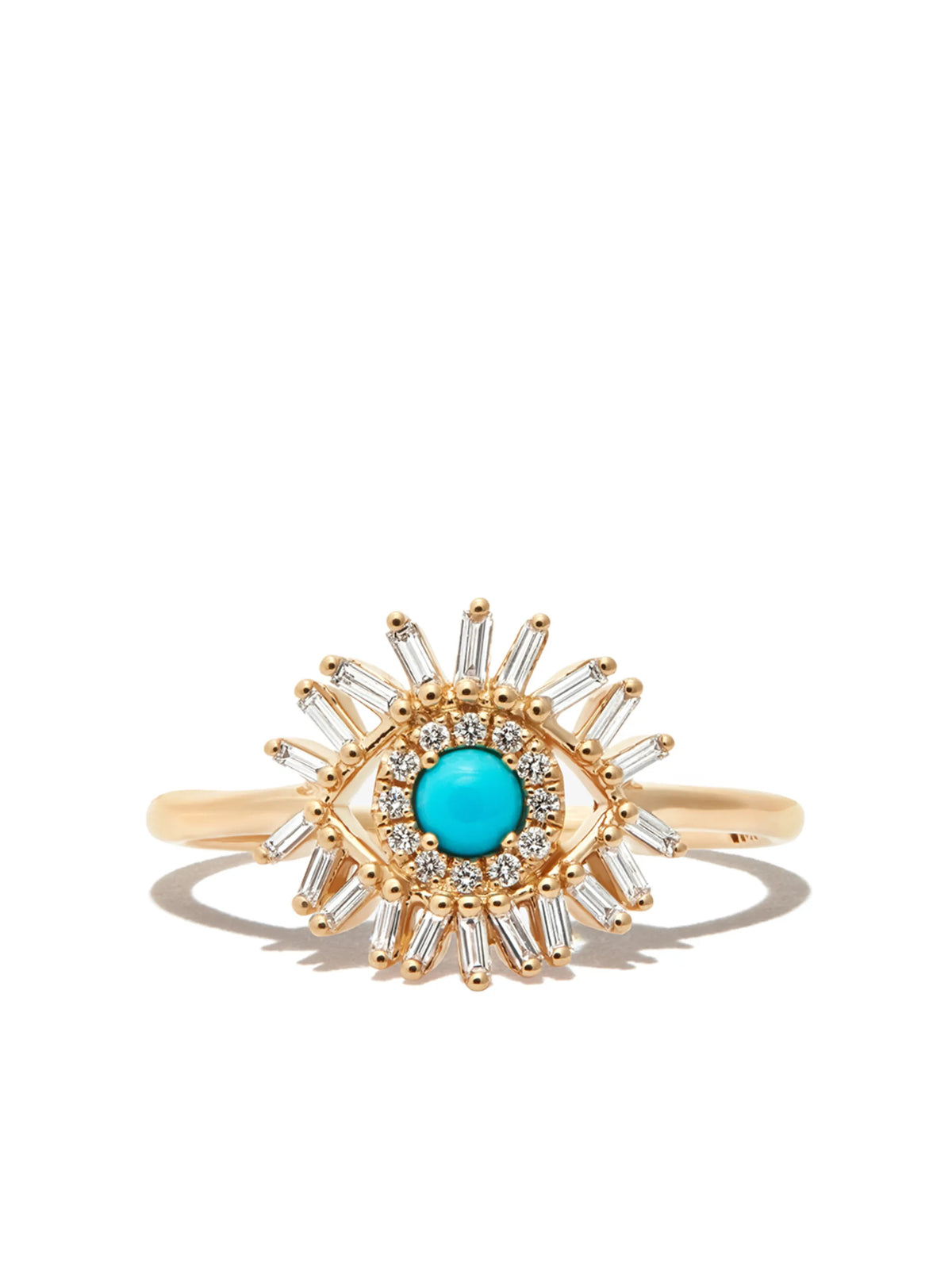 18kt yellow gold Evil Eye diamond and turquoise ring