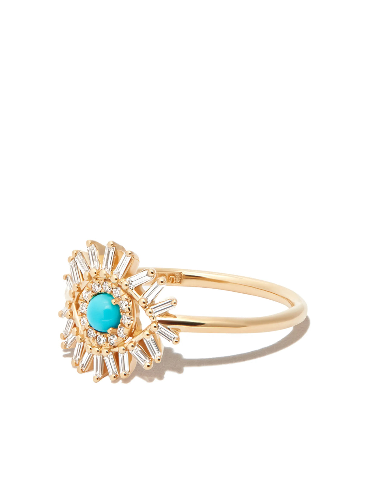 18kt yellow gold Evil Eye diamond and turquoise ring