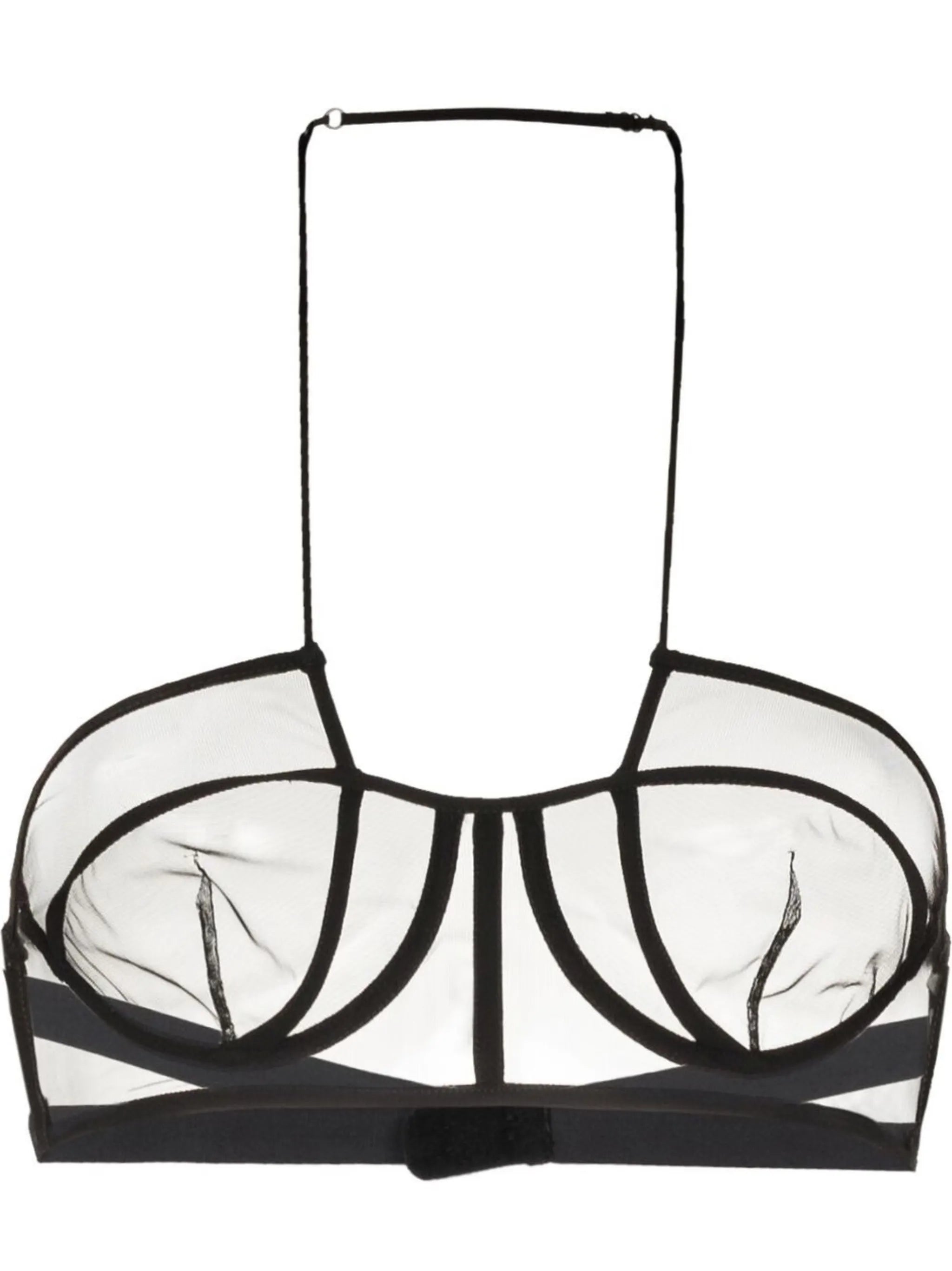 sheer panelled halterneck bra