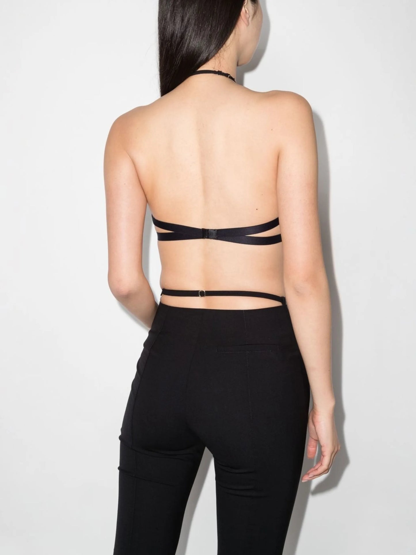 sheer panelled halterneck bra
