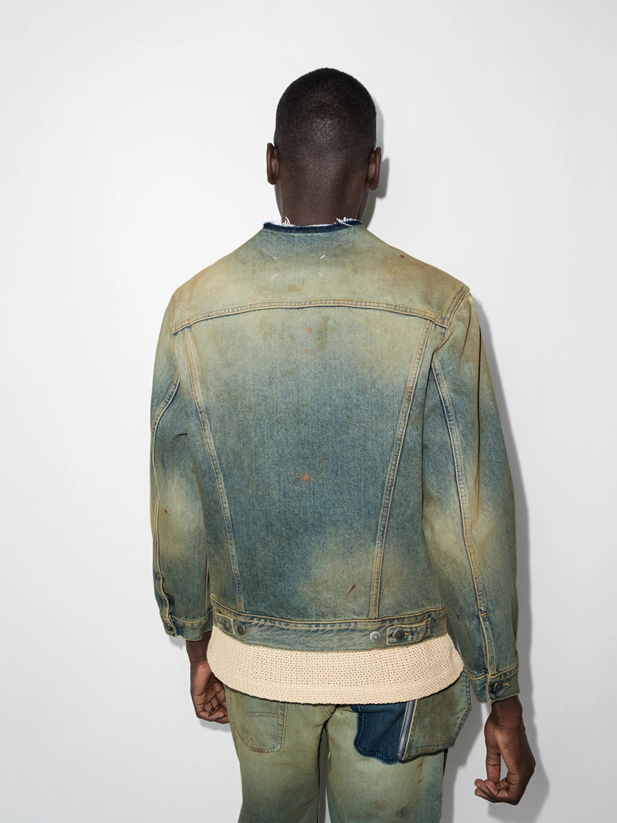 raw-cut collar denim jacket
