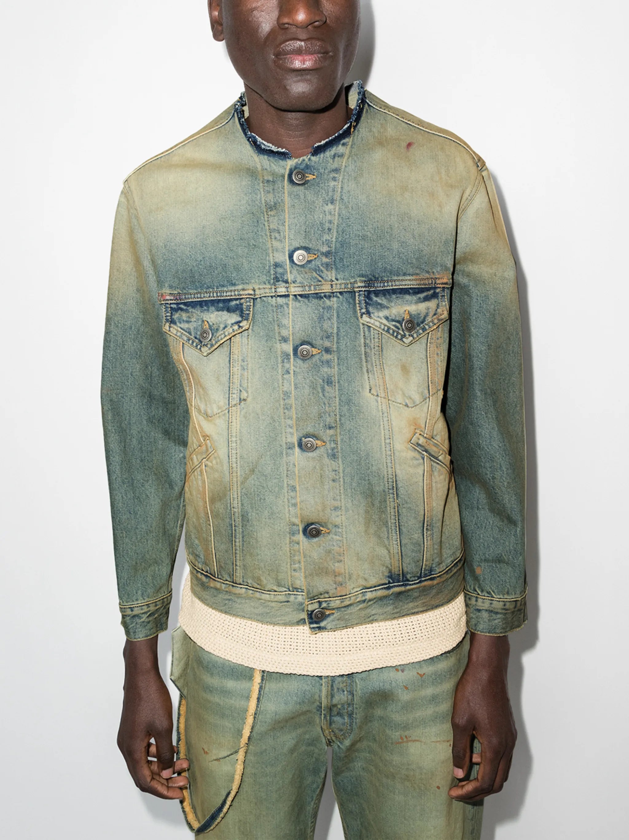 raw-cut collar denim jacket