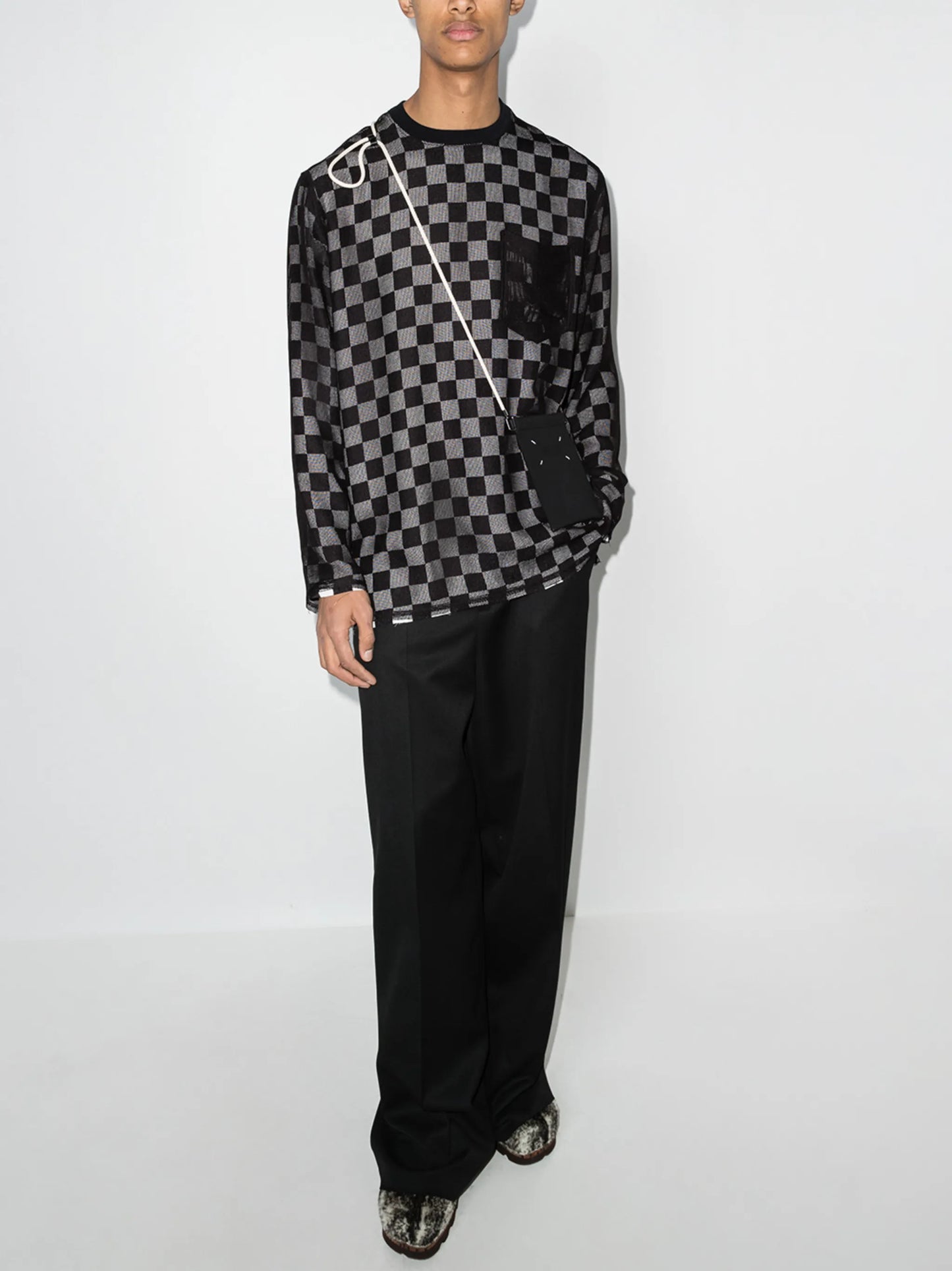 check-print crew-neck sweatshirt