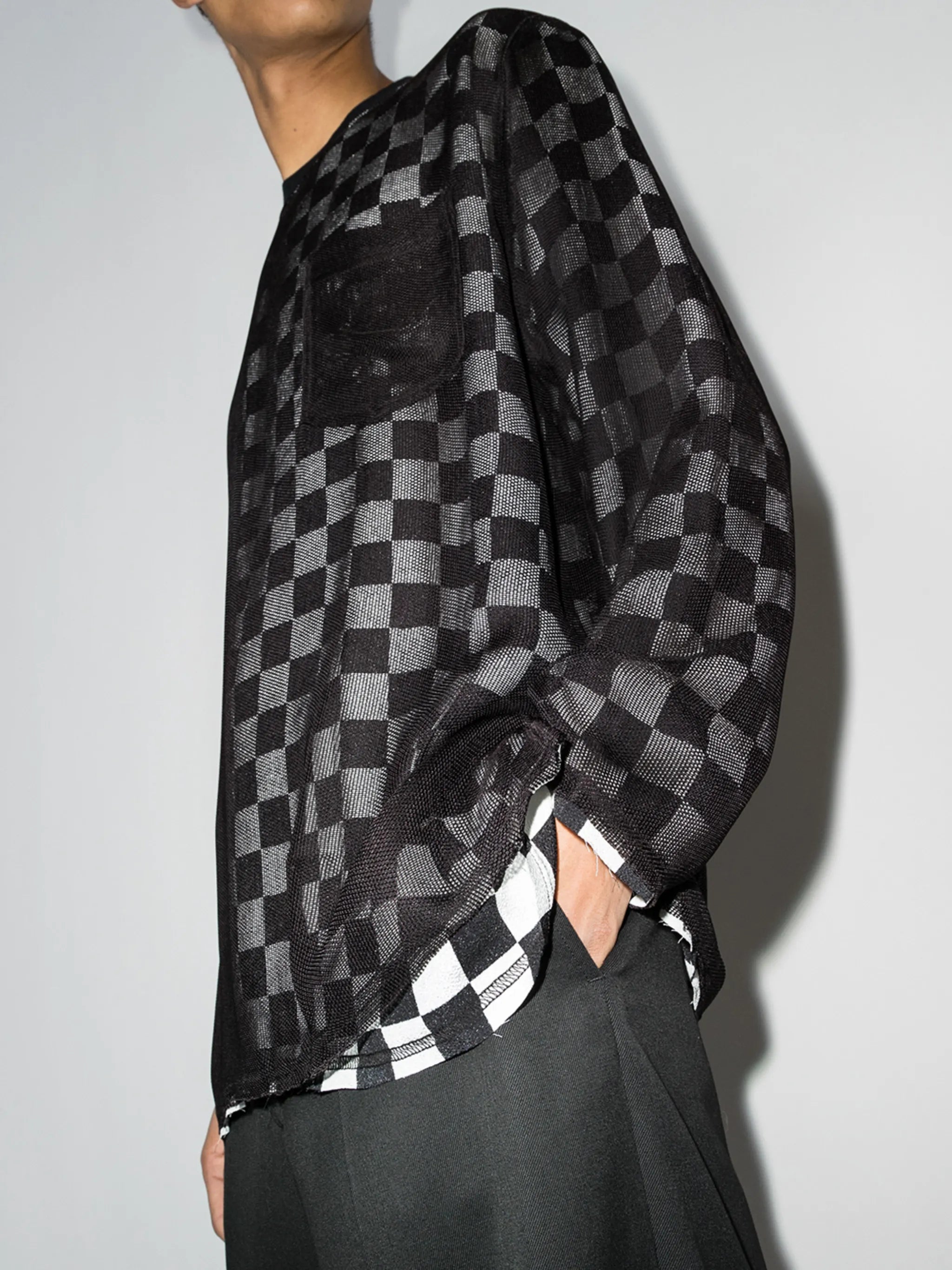 check-print crew-neck sweatshirt