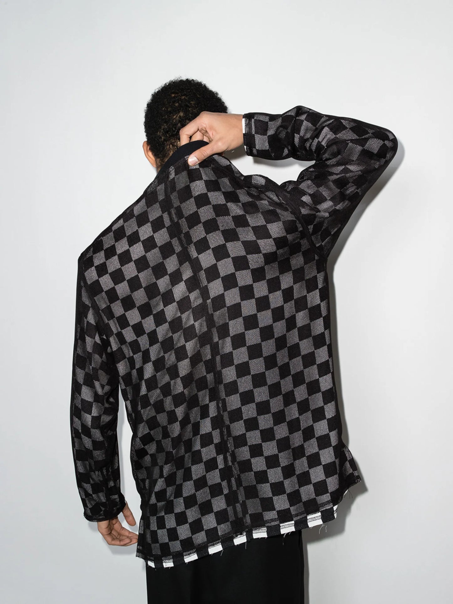 check-print crew-neck sweatshirt