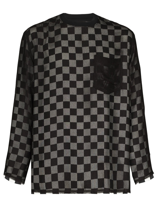 check-print crew-neck sweatshirt