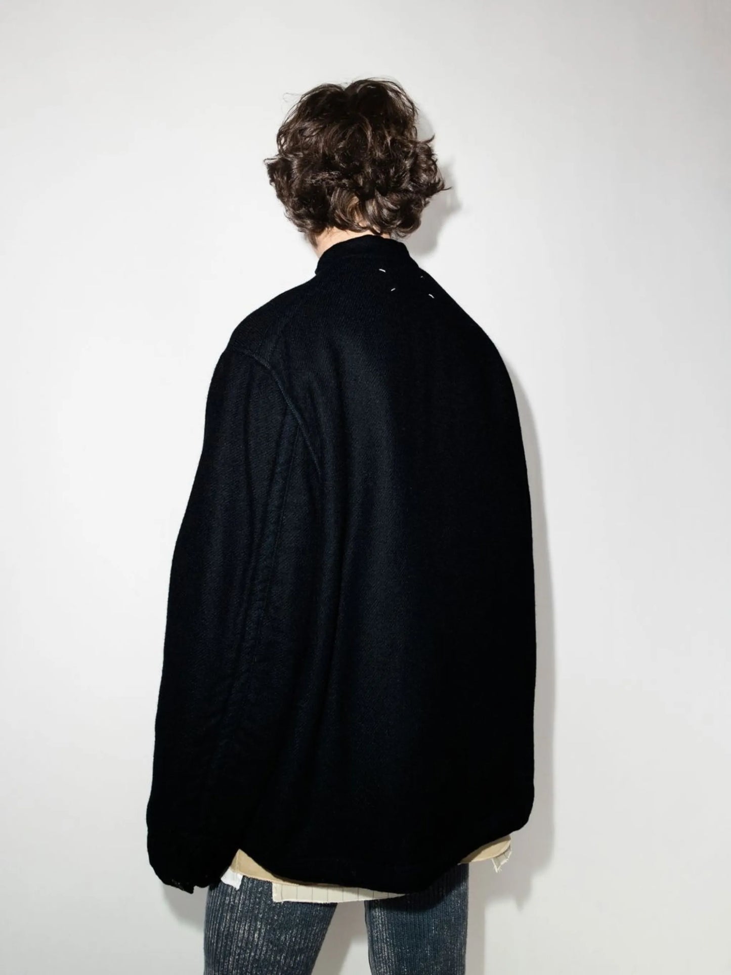 collarless wool jacket