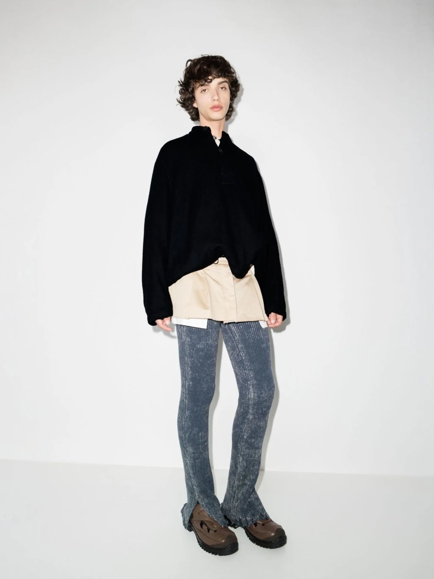 collarless wool jacket