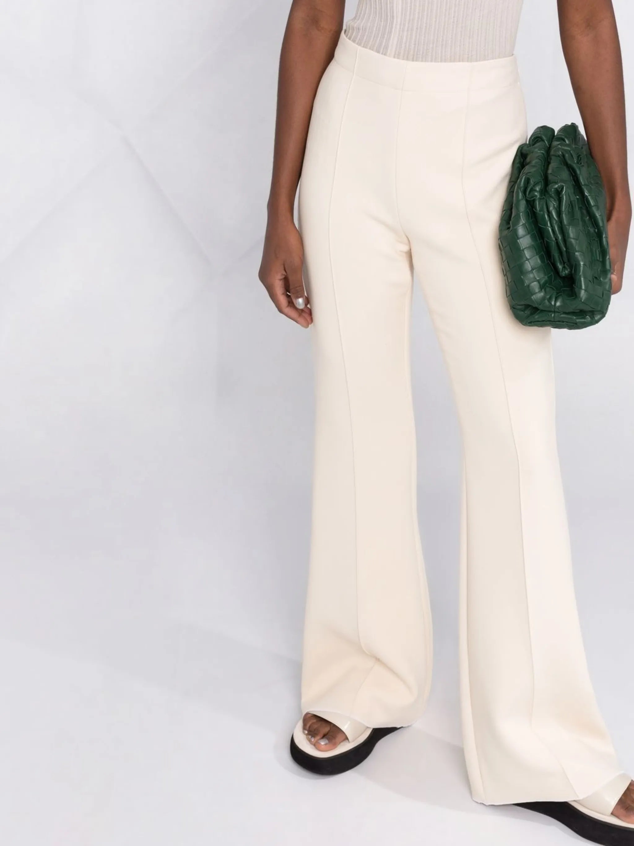 high-waist flared trousers