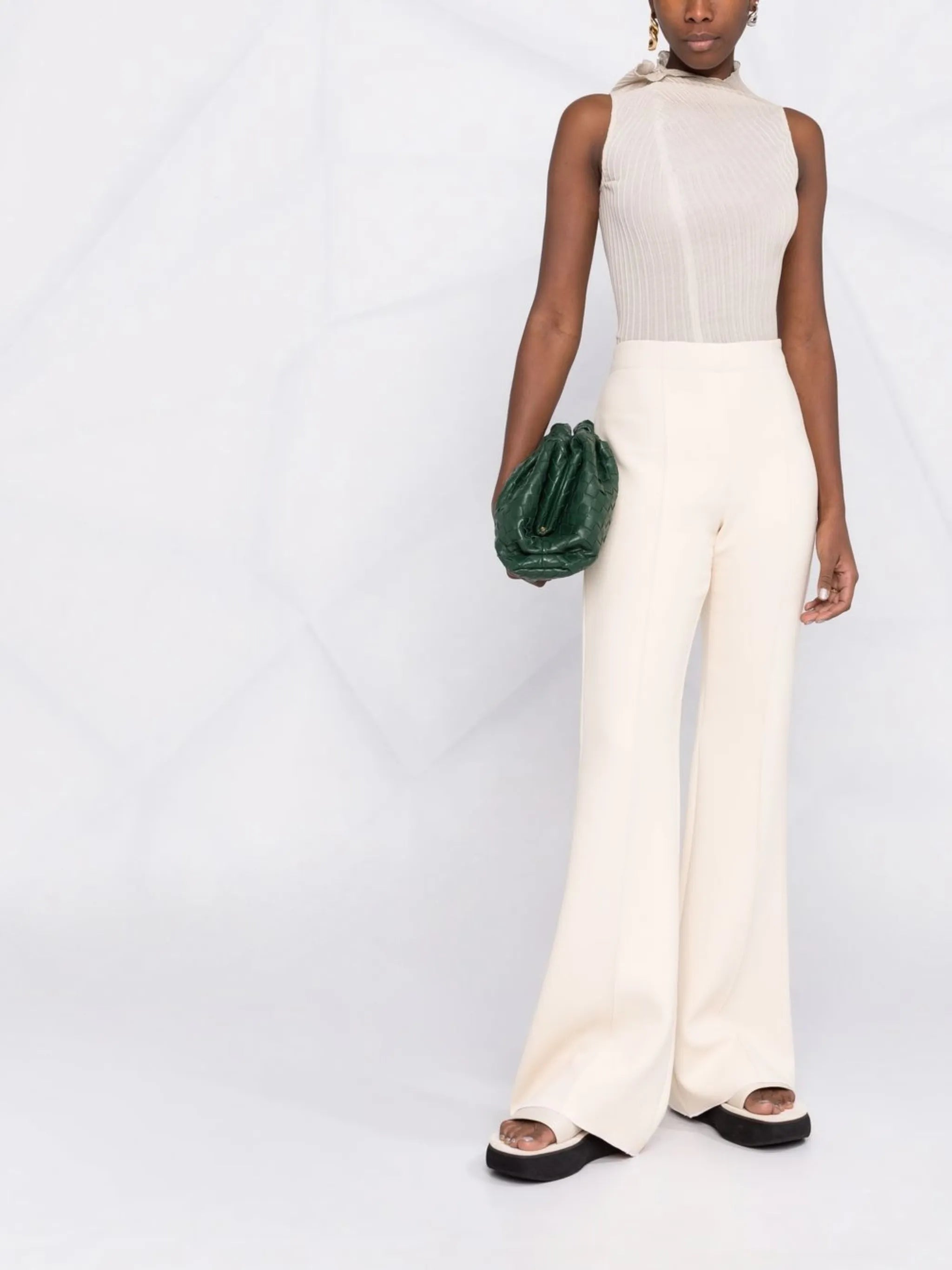 high-waist flared trousers