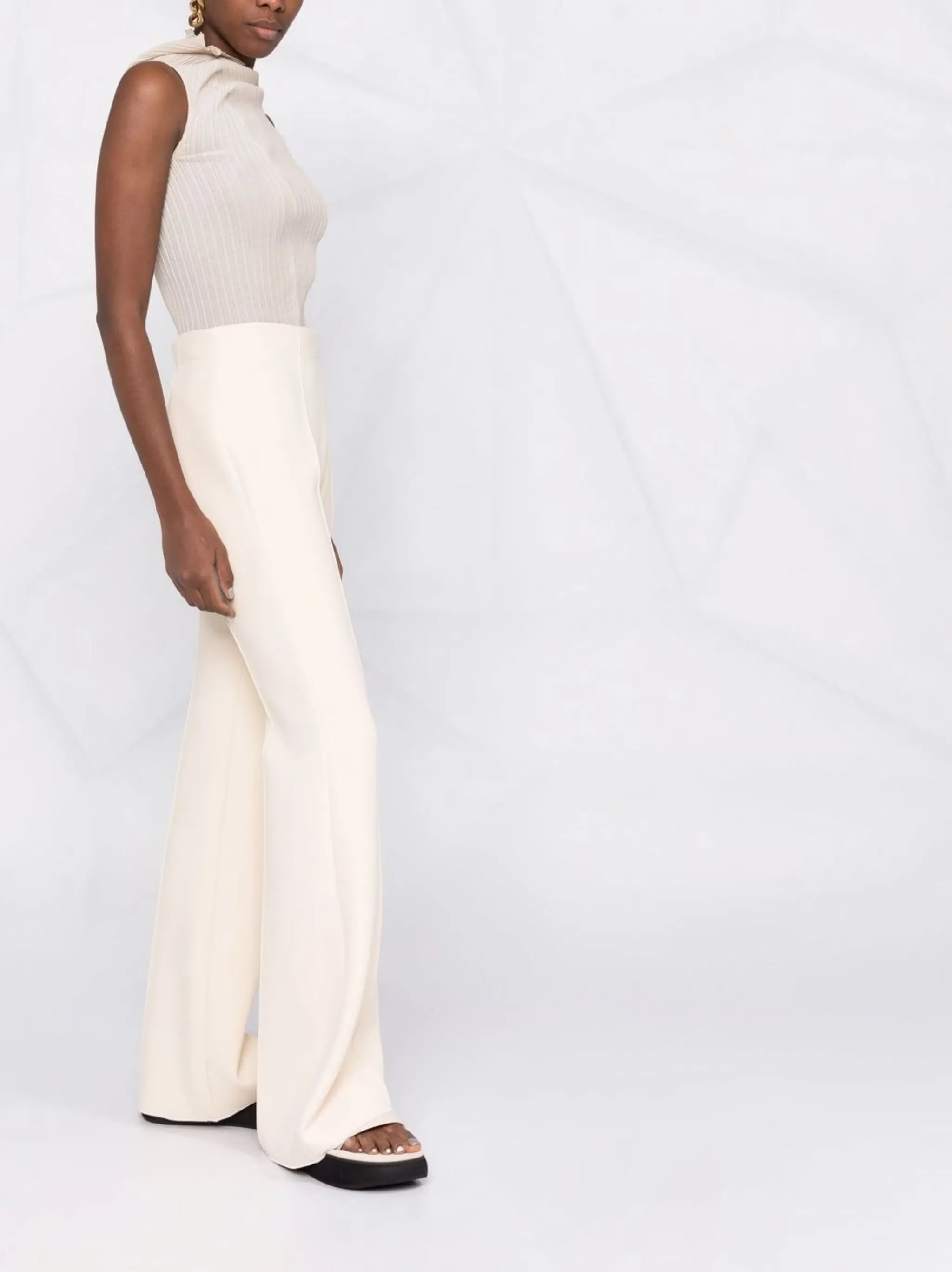 high-waist flared trousers