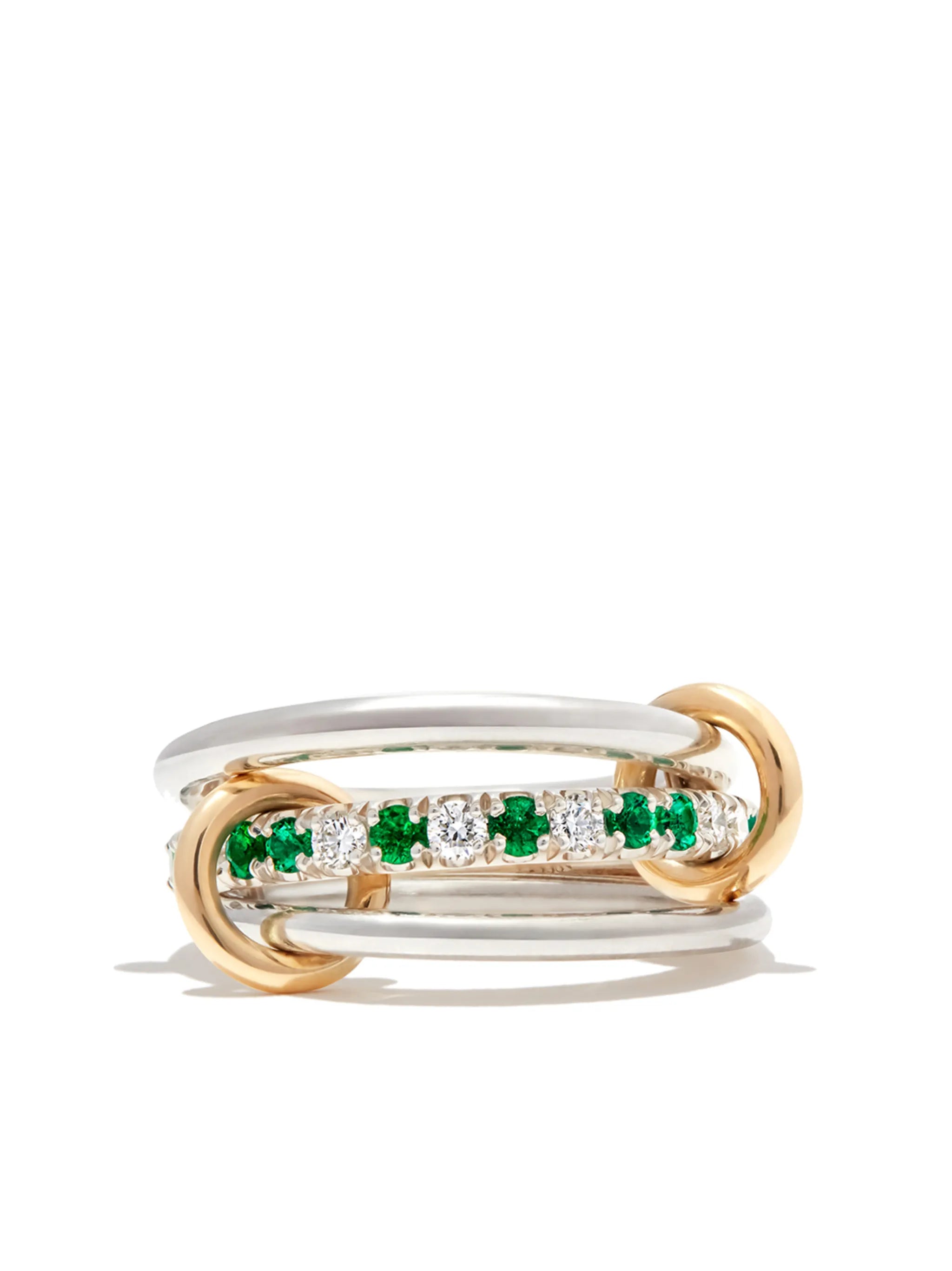 18kt gold Petunia emerald and diamond ring