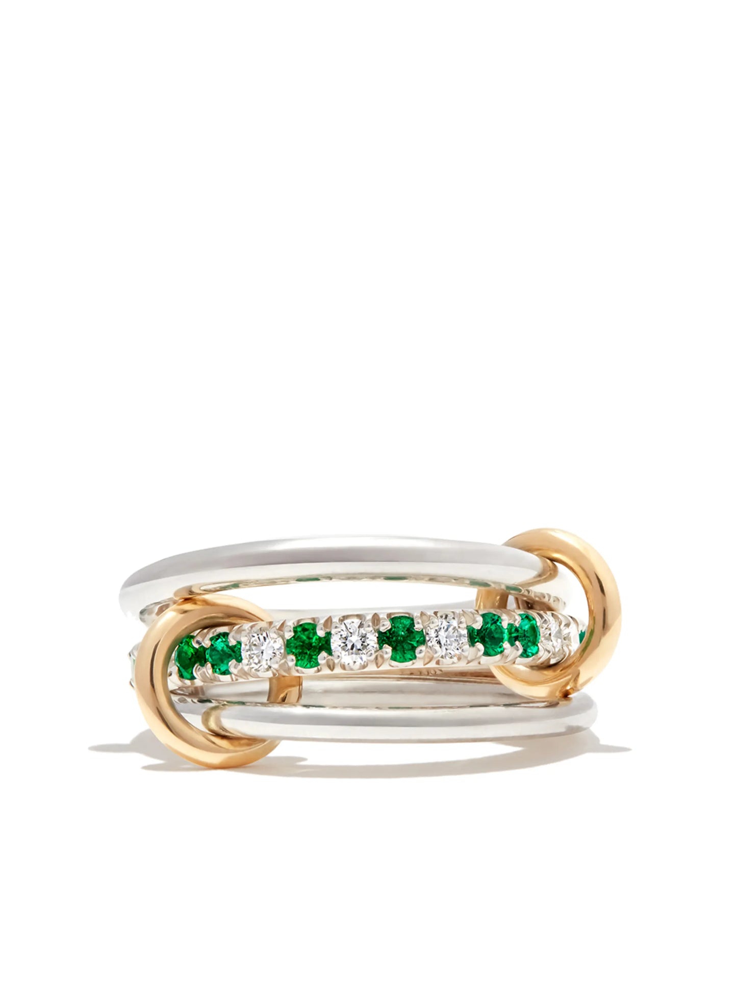 18kt gold Petunia emerald and diamond ring