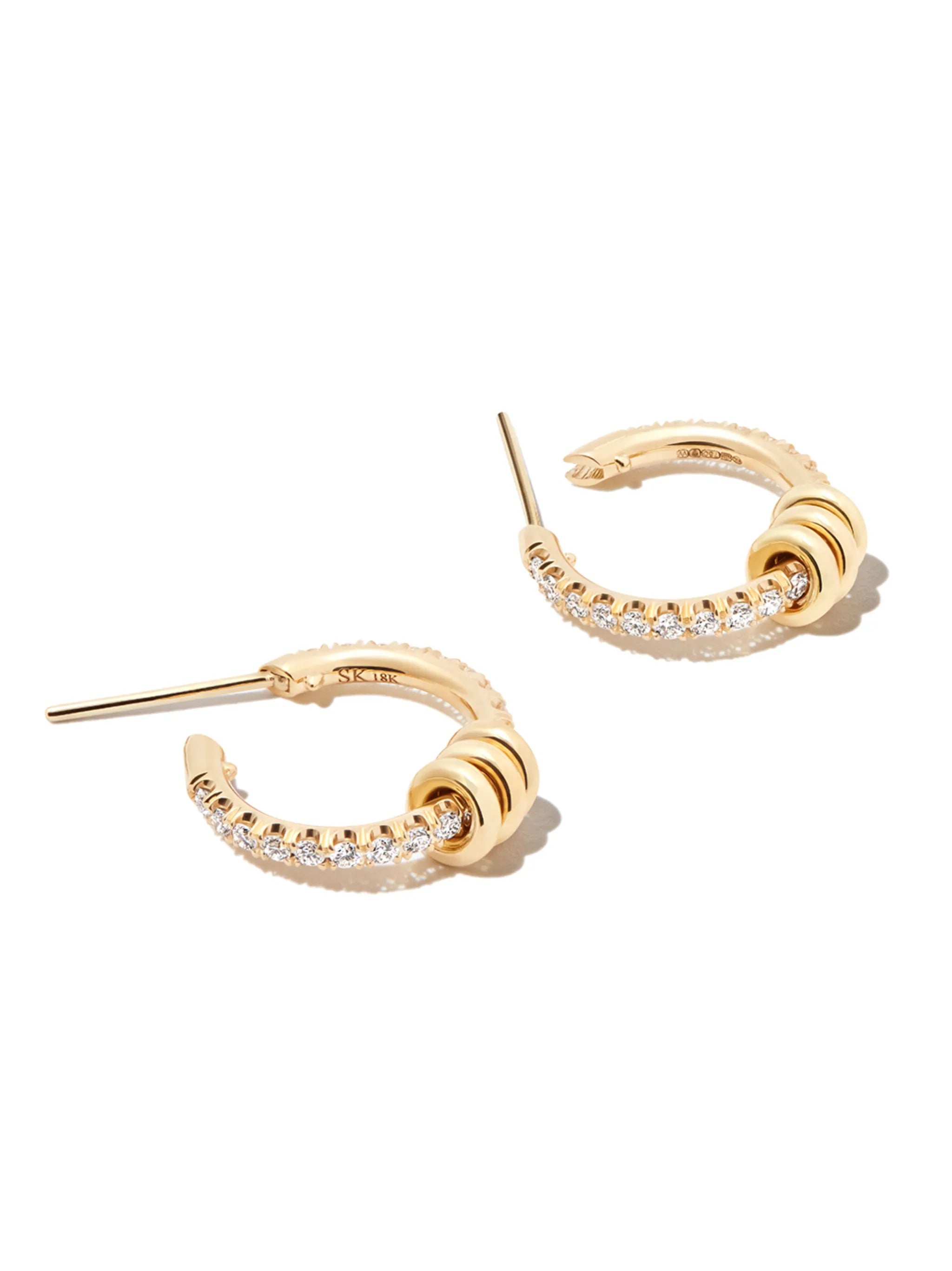 18kt yellow gold diamond hoop earrings