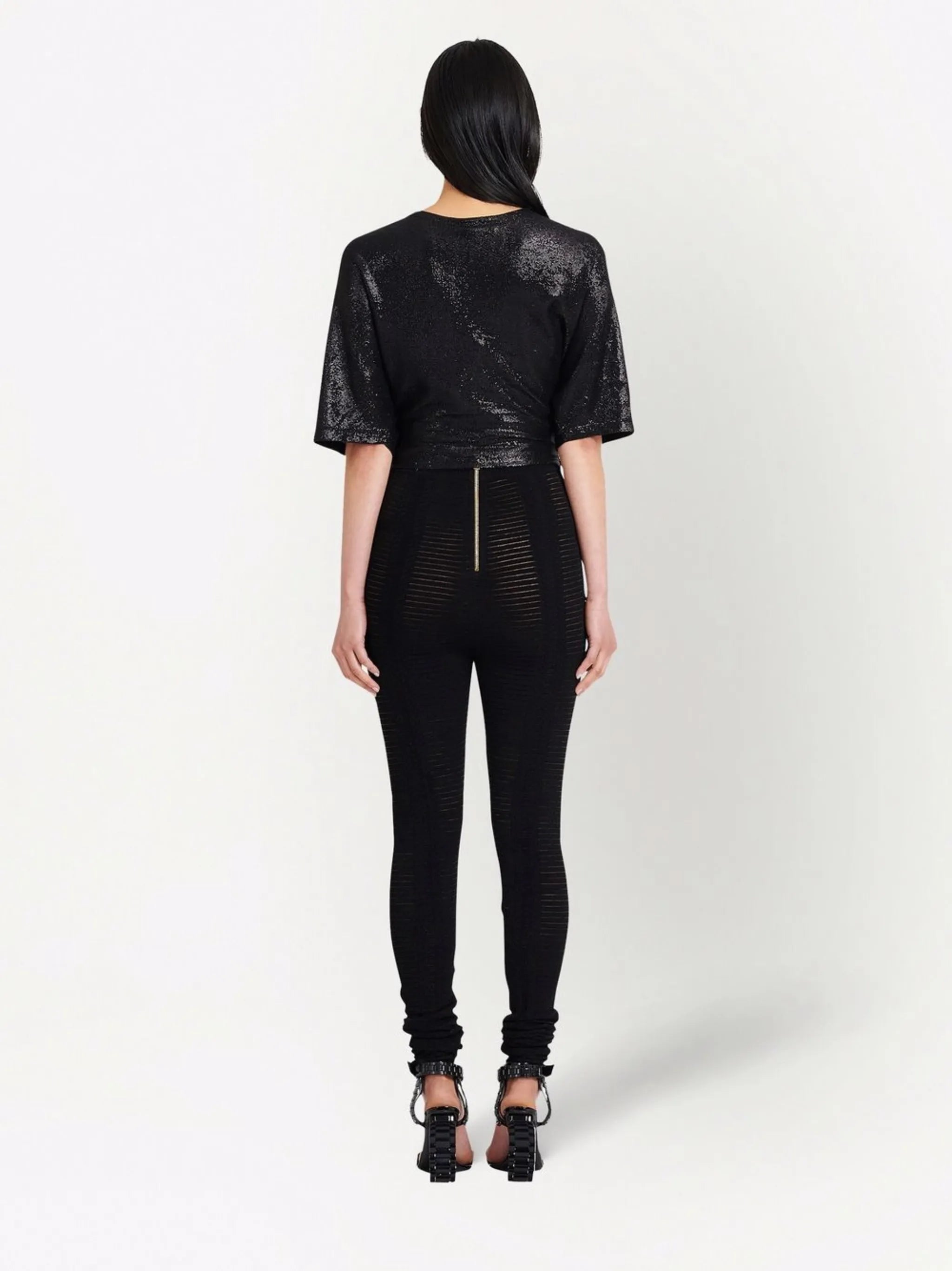high-waisted sheer knitted leggings