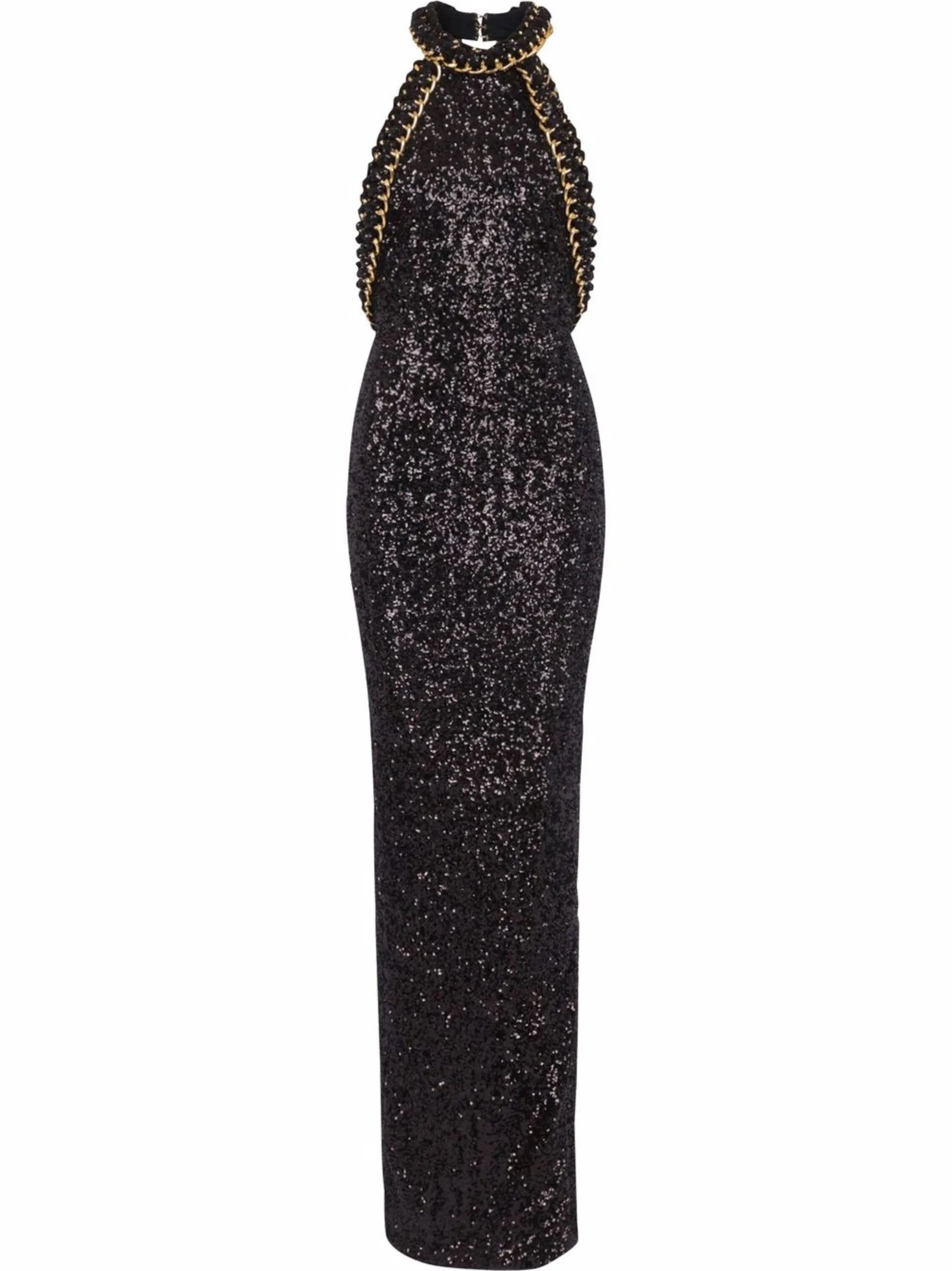 sequin-embellished halterneck dress