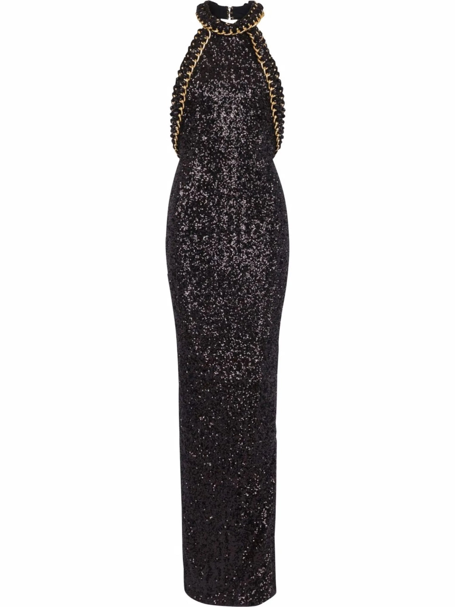 sequin-embellished halterneck dress