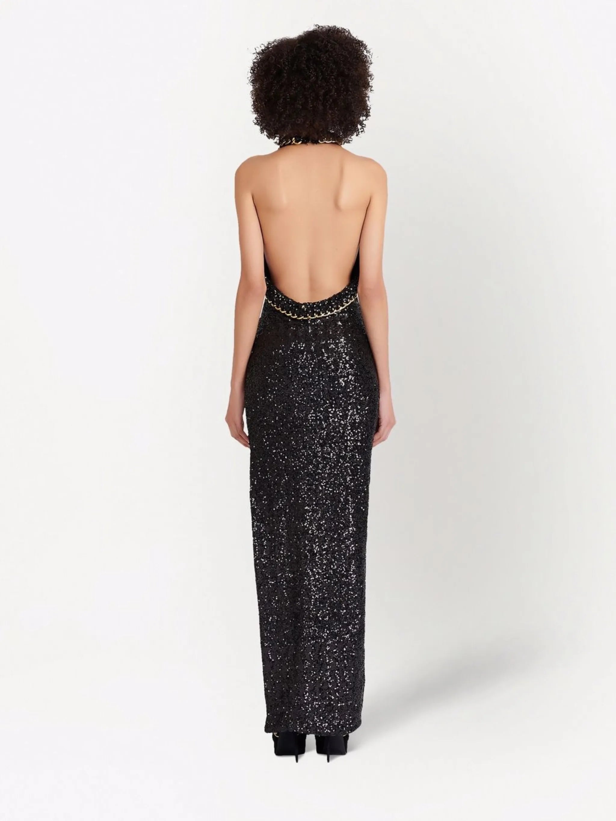 sequin-embellished halterneck dress