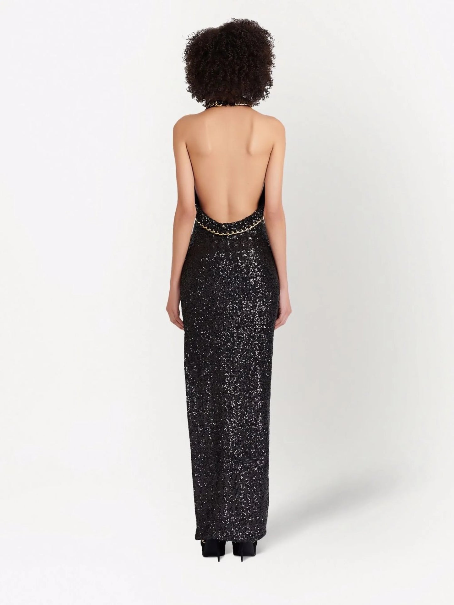 sequin-embellished halterneck dress