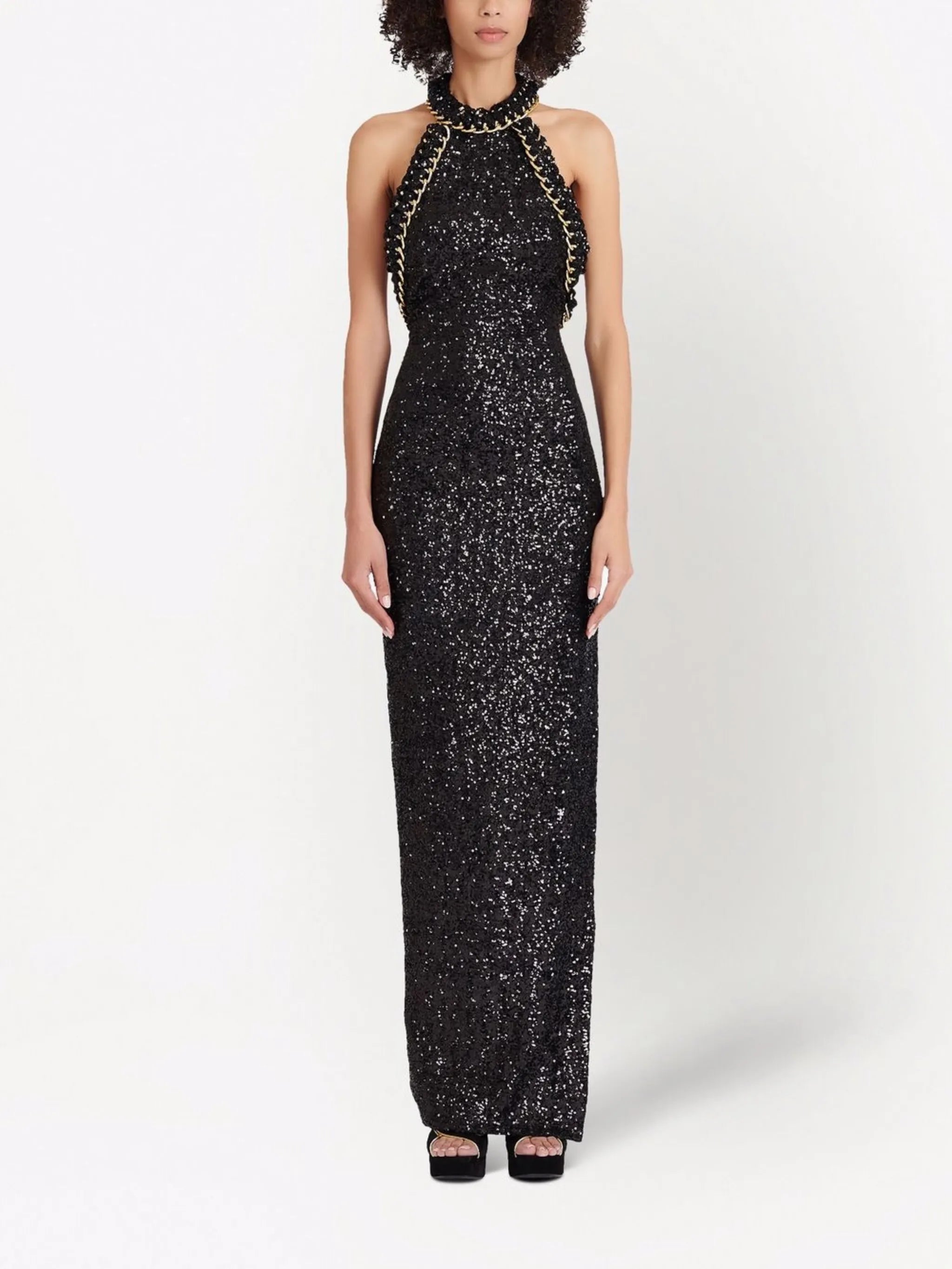 sequin-embellished halterneck dress
