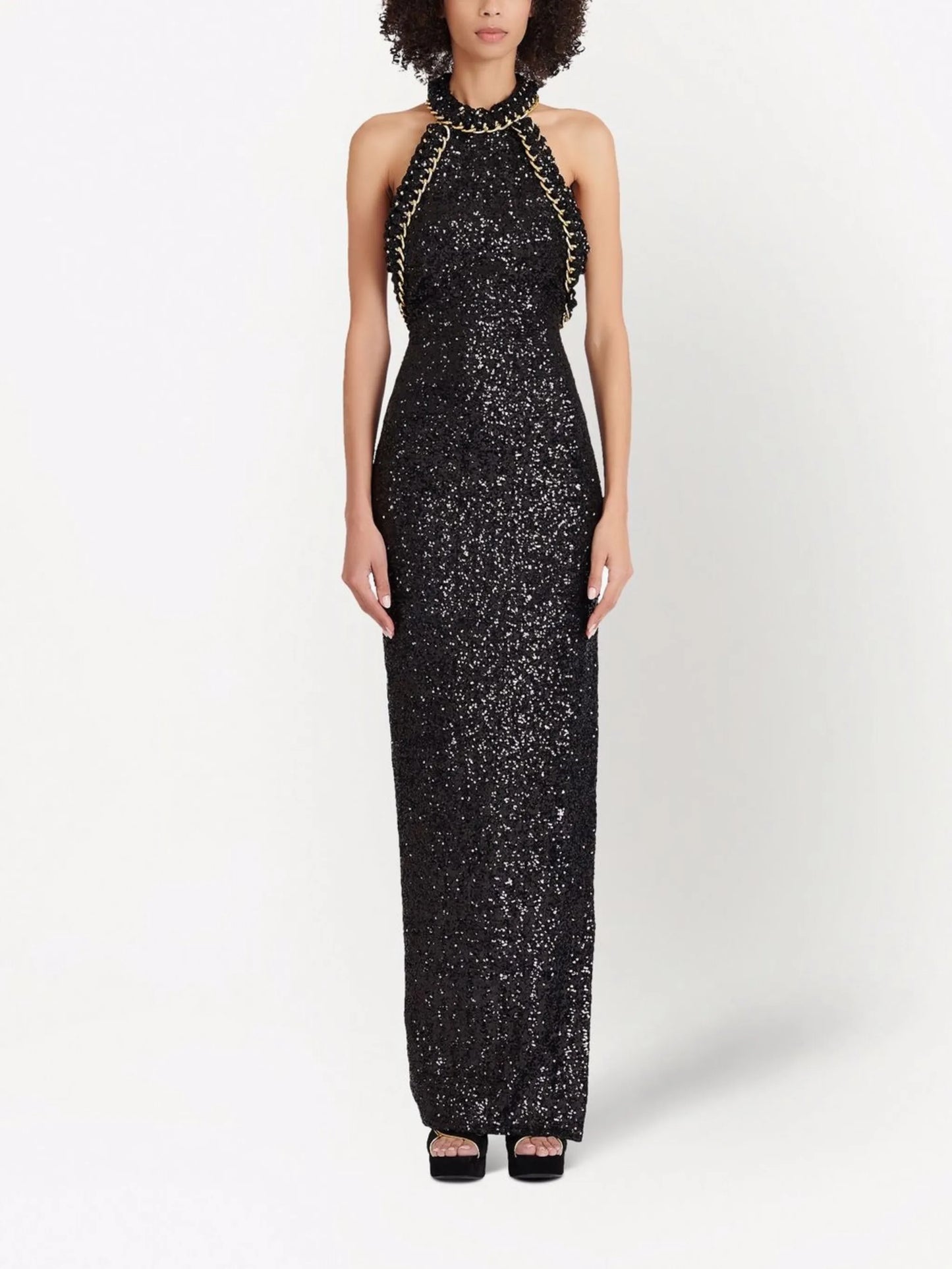 sequin-embellished halterneck dress