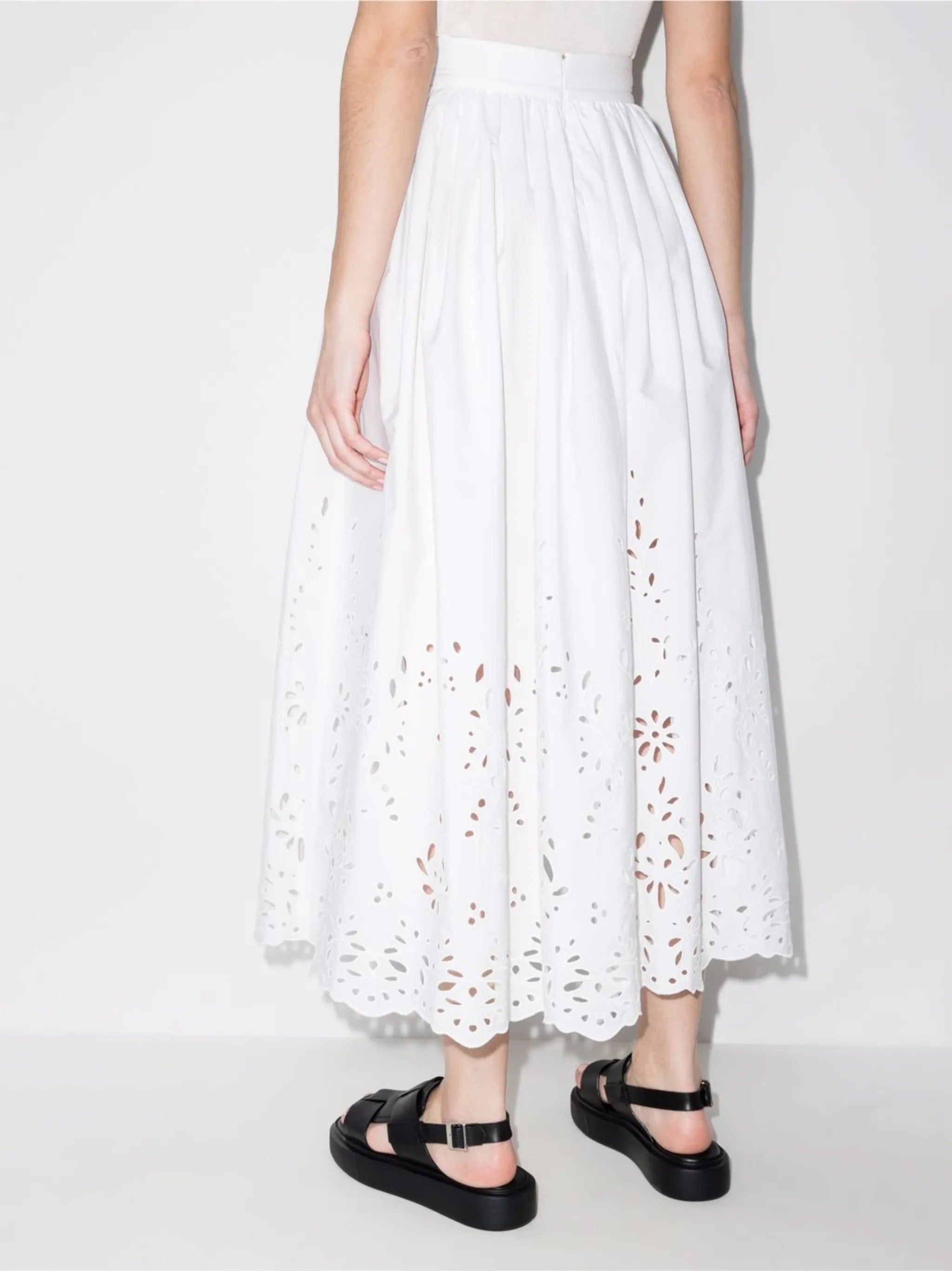 broderie anglaise flared skirt