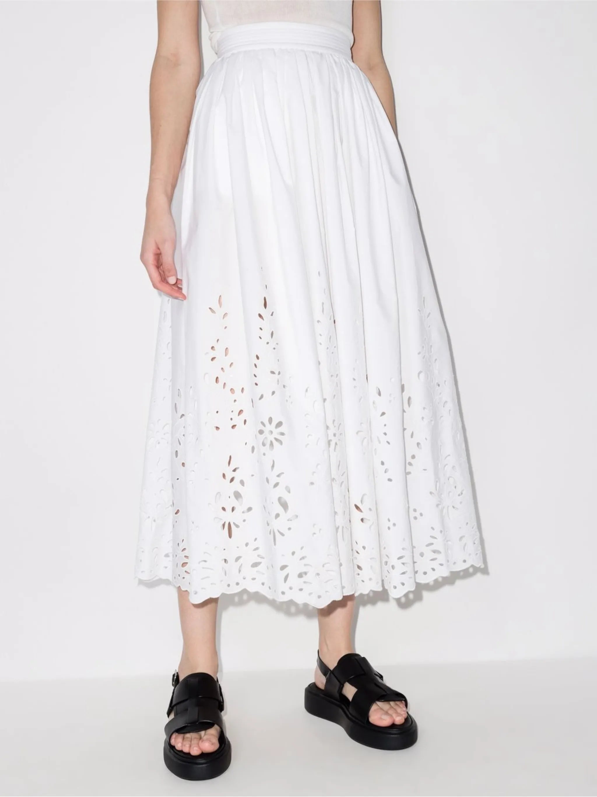 broderie anglaise flared skirt