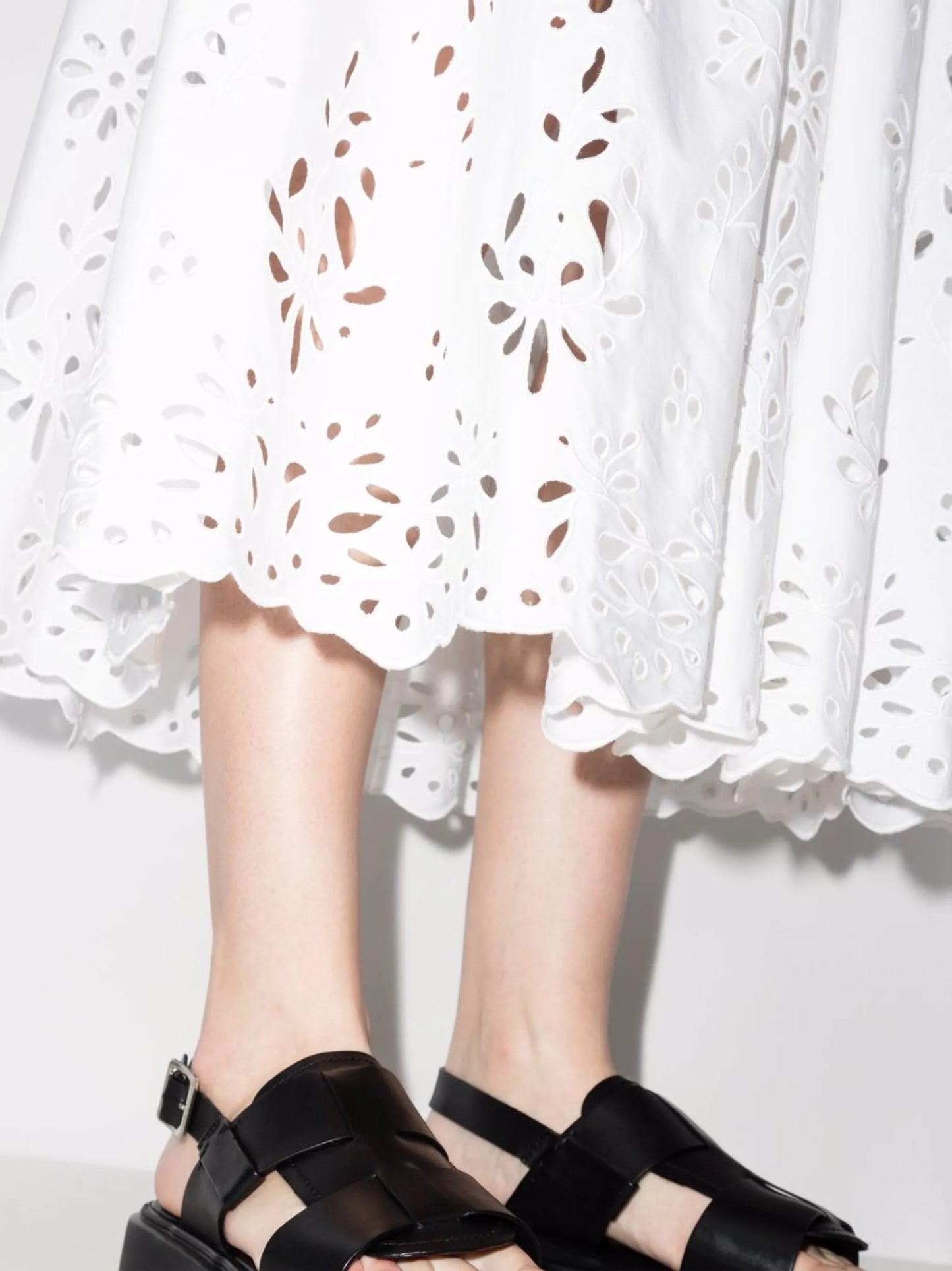 broderie anglaise flared skirt