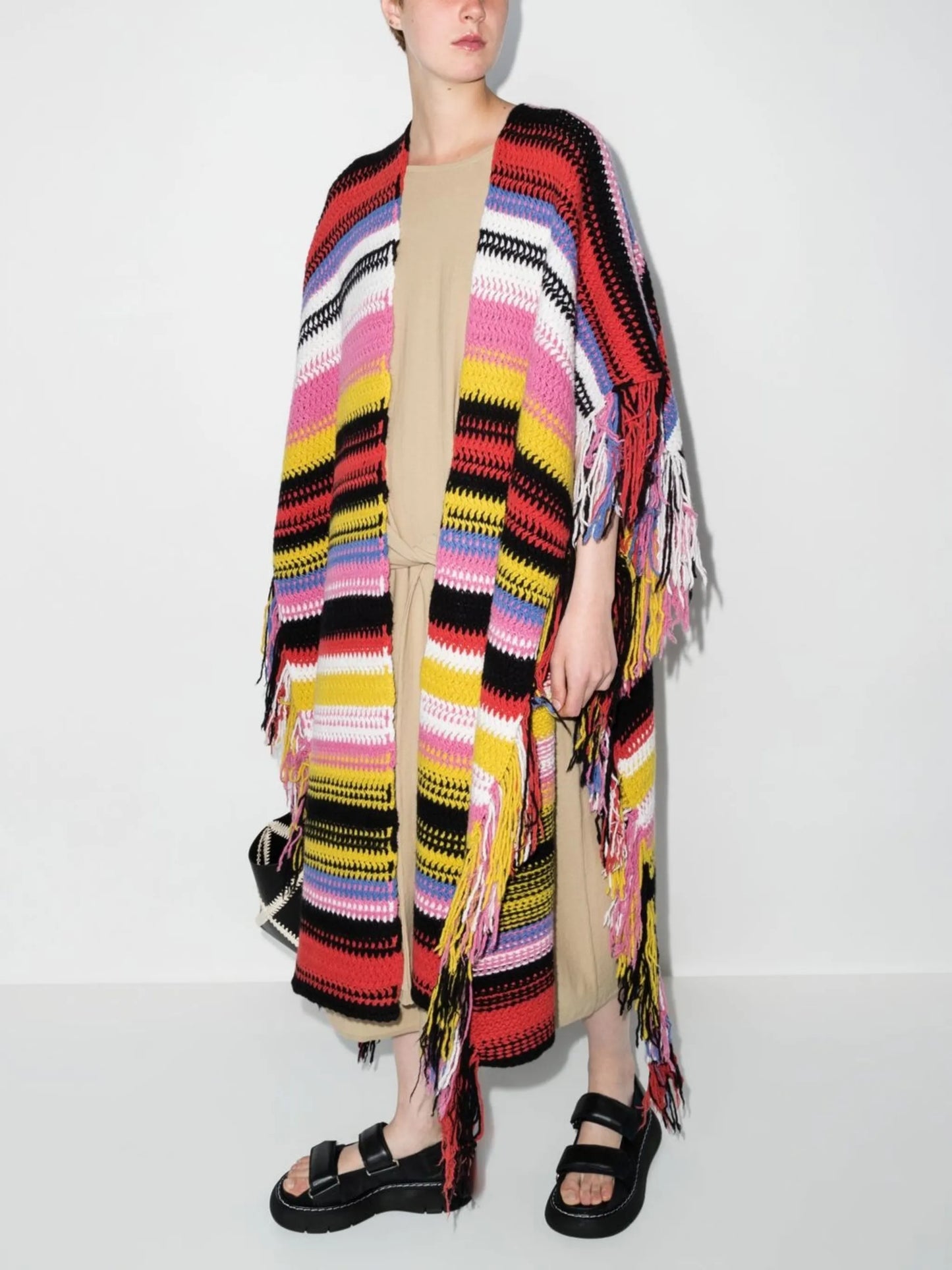 striped knitted cardi-coat
