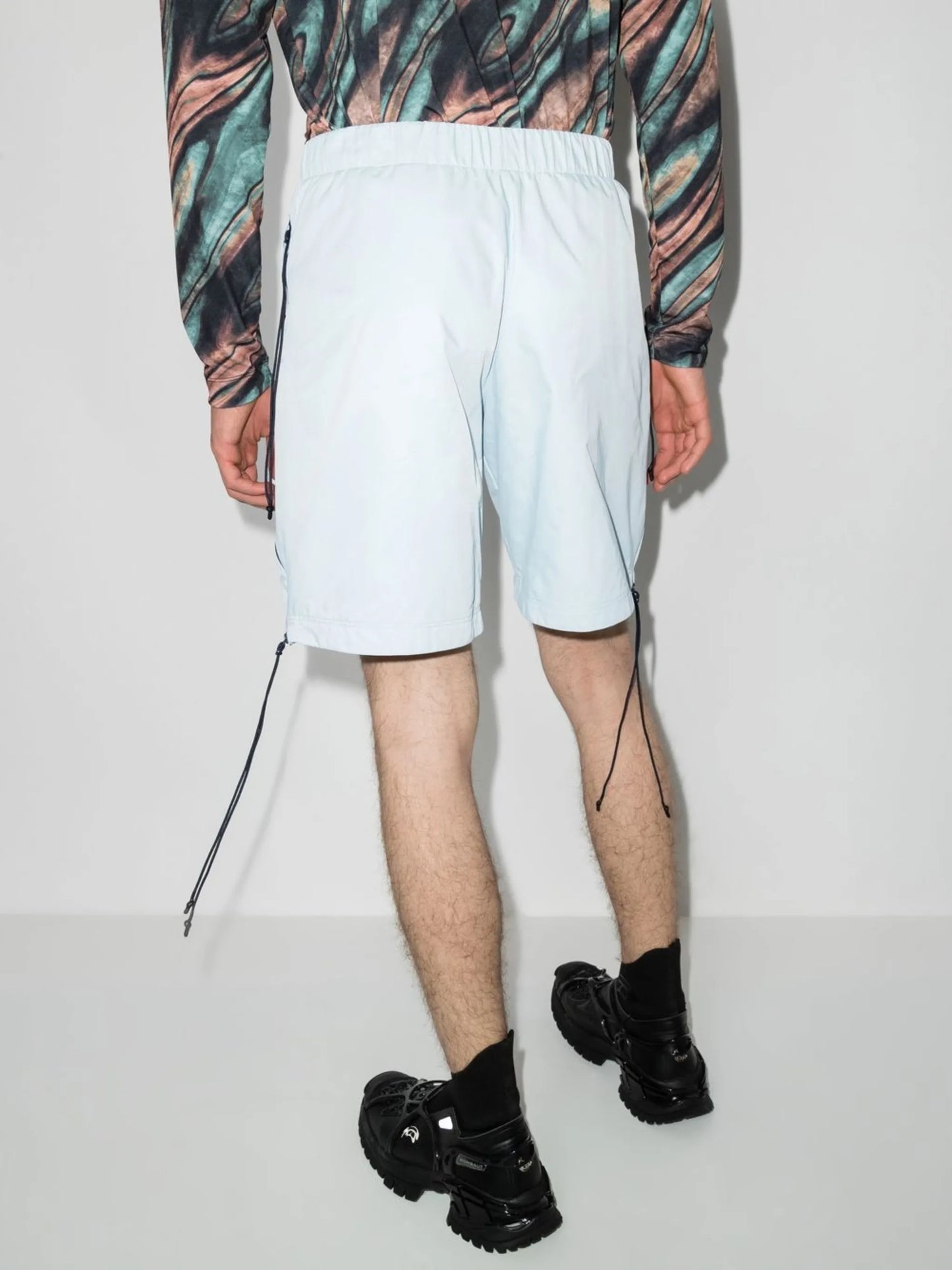 elasticated-waist zipped track shorts