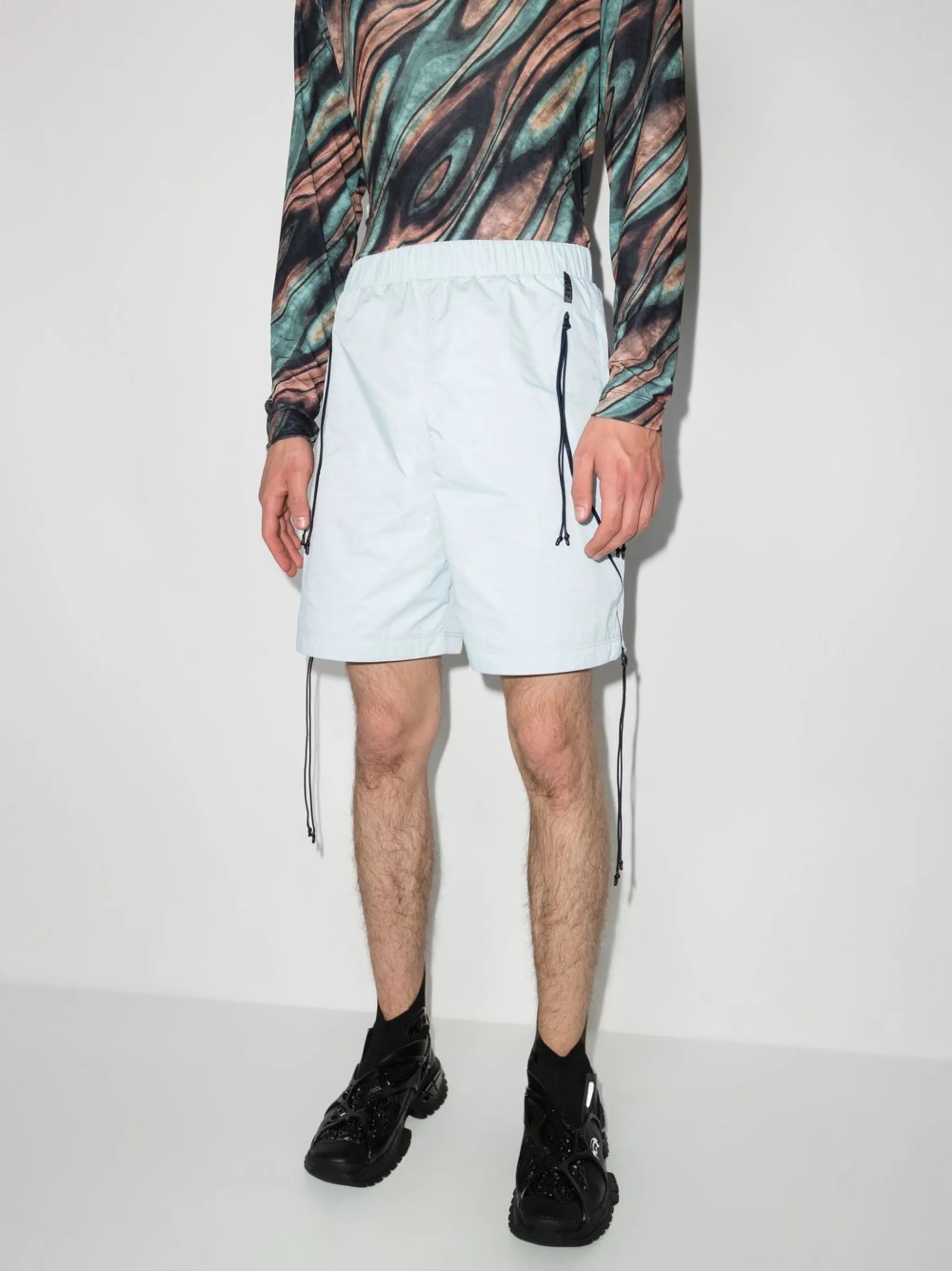 elasticated-waist zipped track shorts