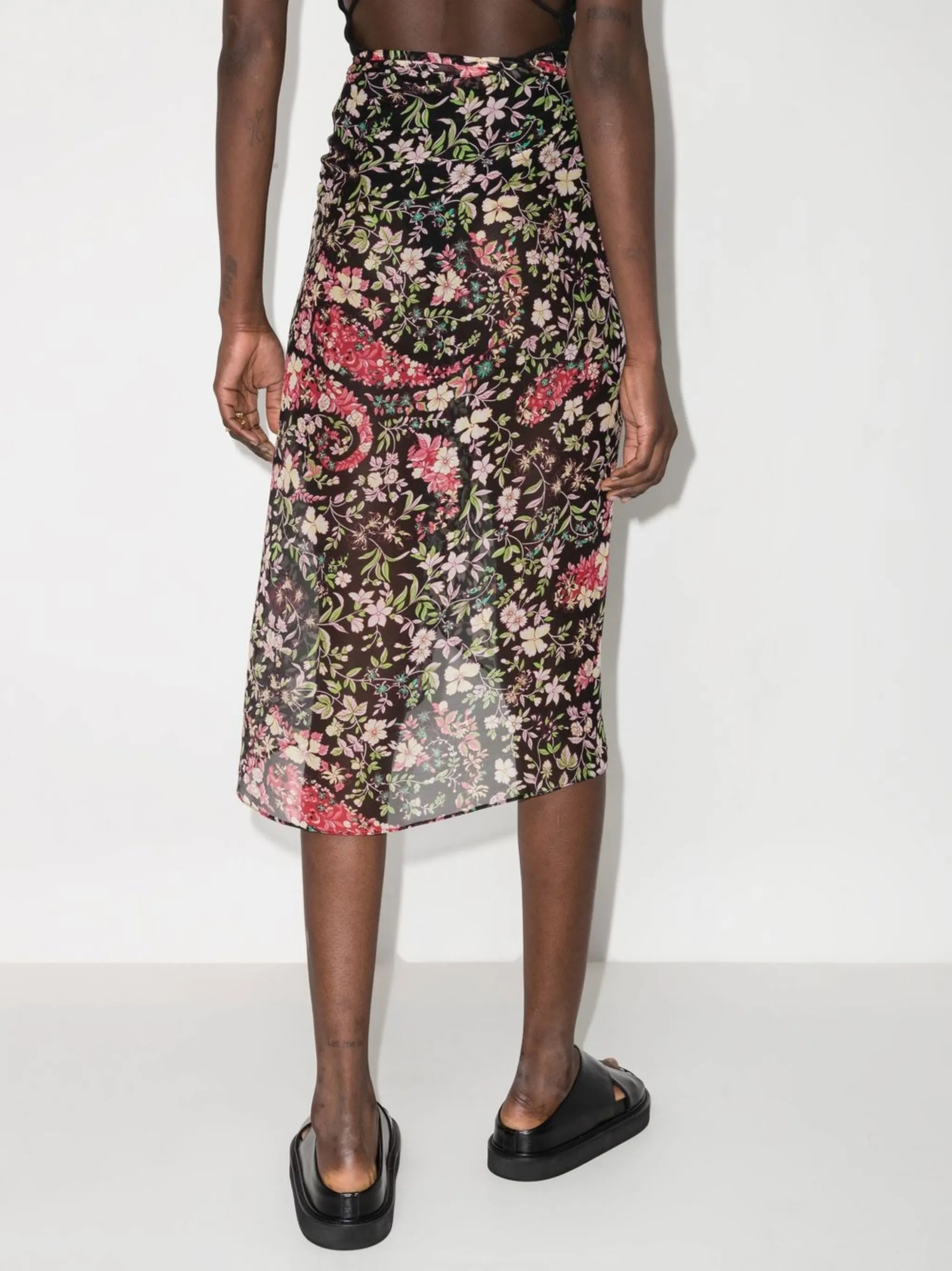 floral-print silk cover-up