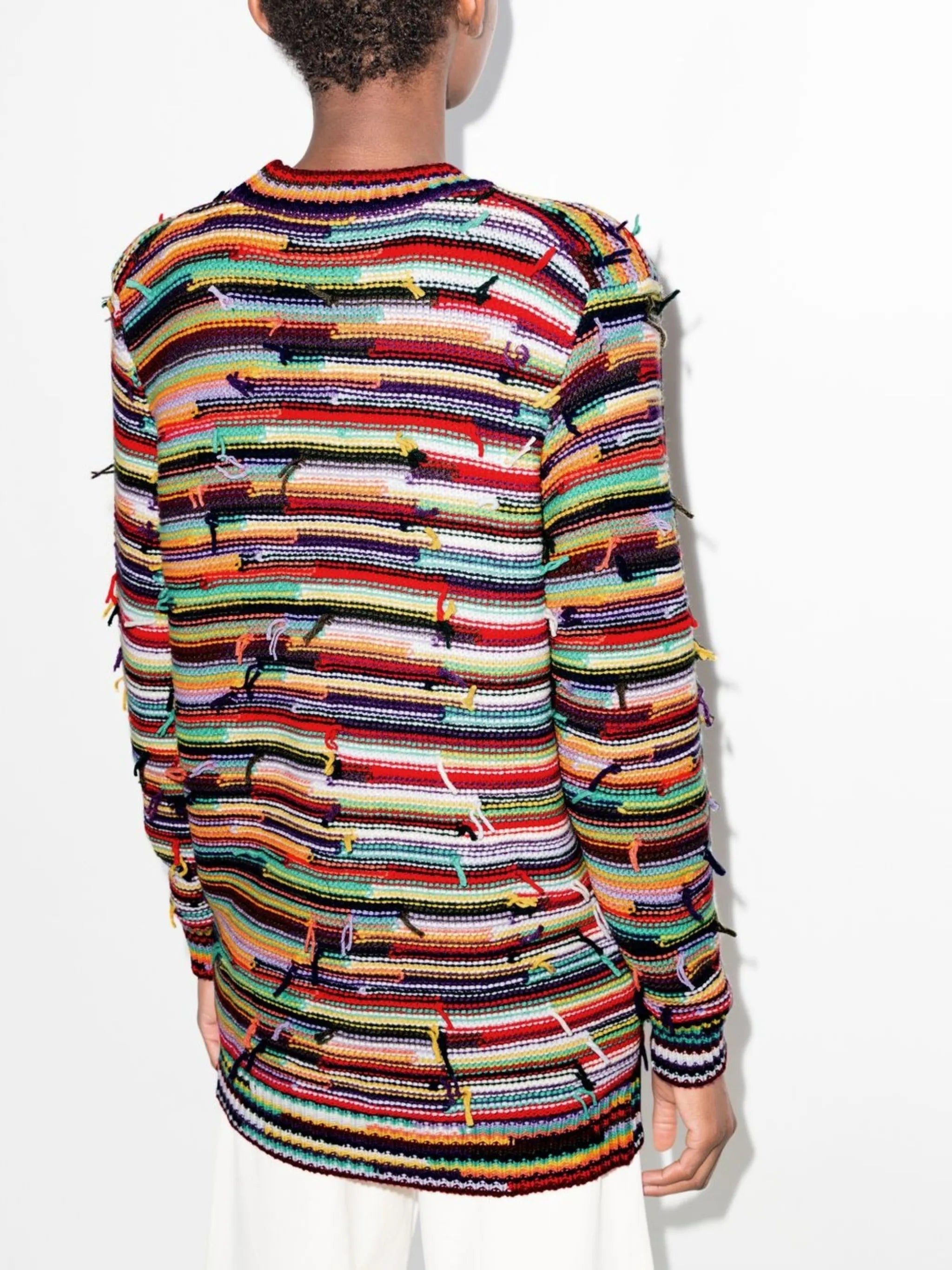striped distressed cardigan
