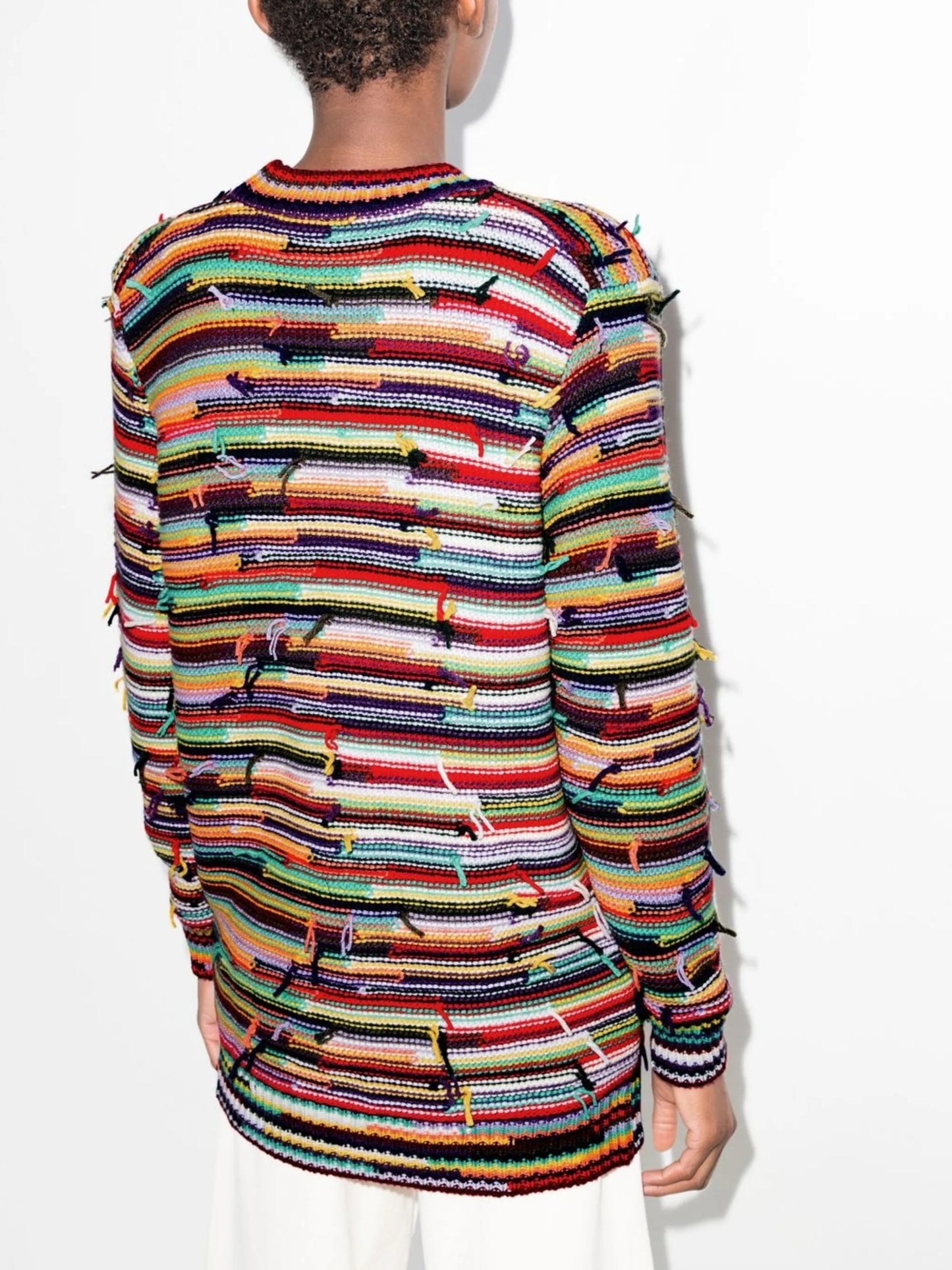 striped distressed cardigan