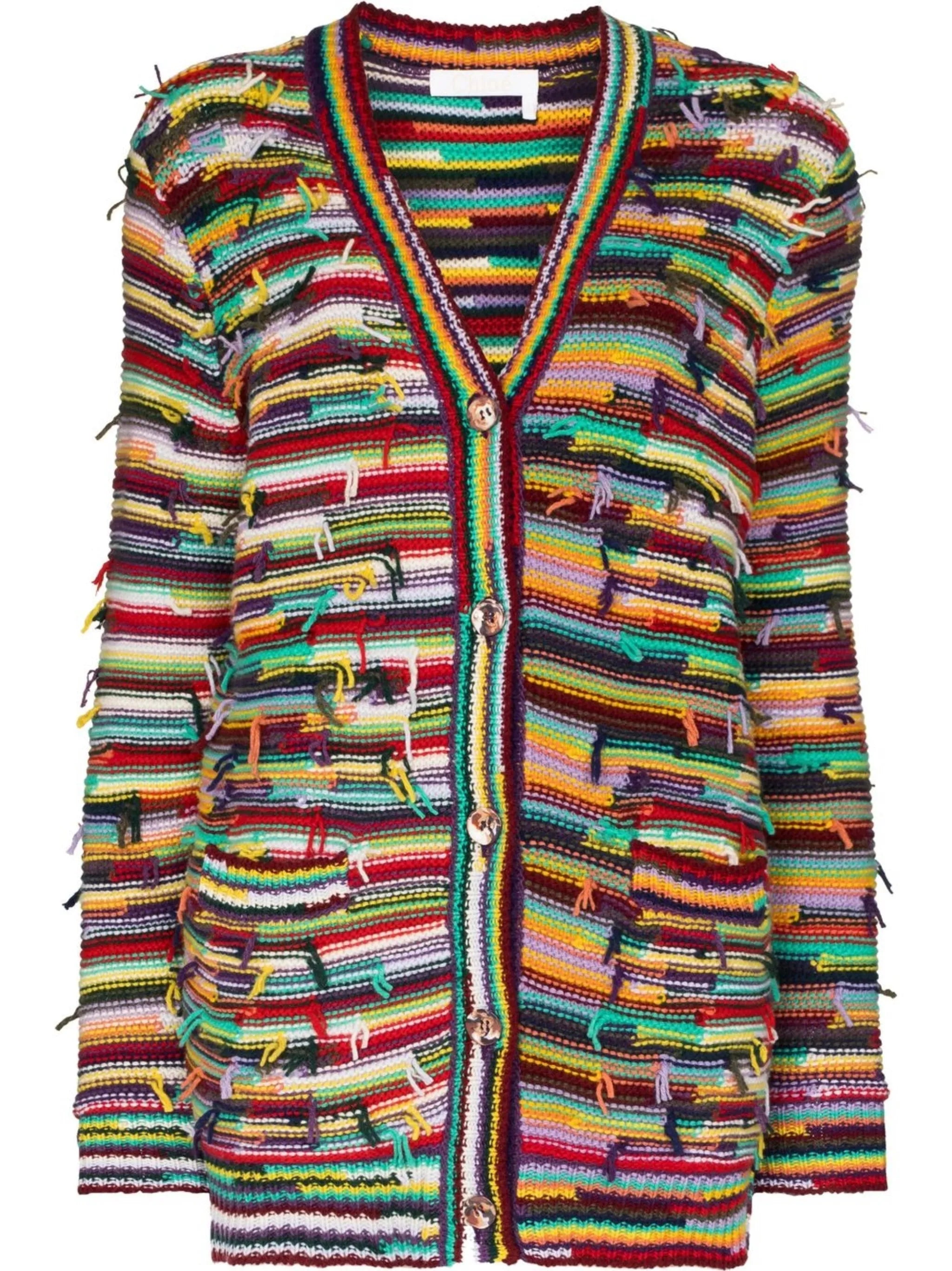 striped distressed cardigan