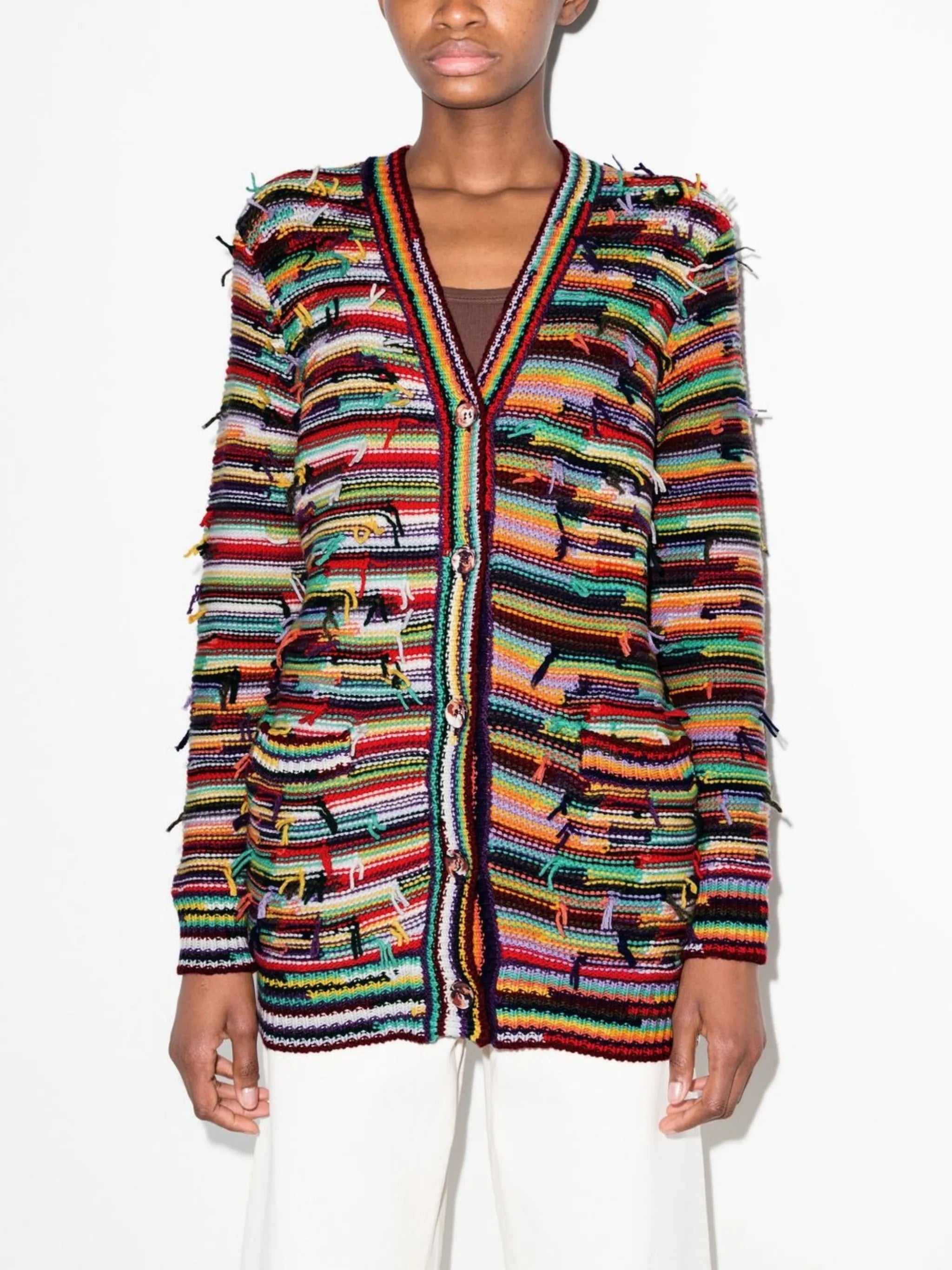 striped distressed cardigan
