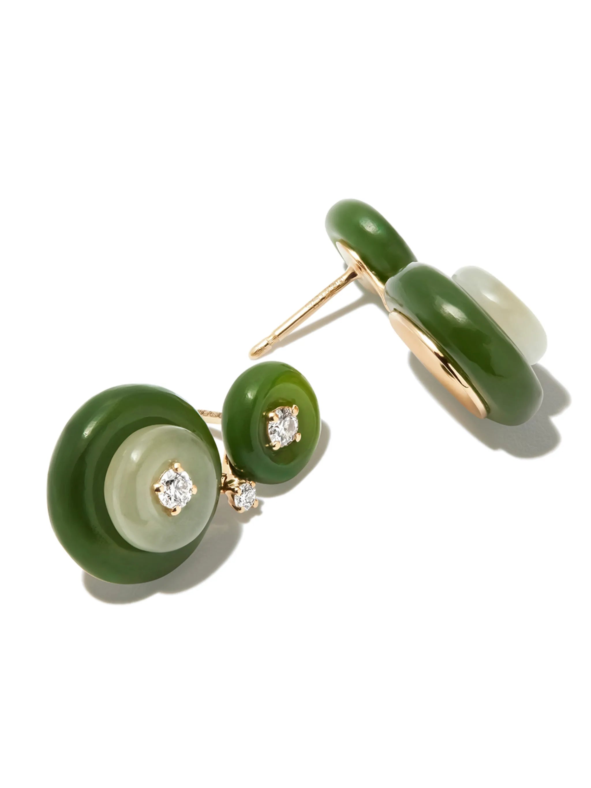 18kt yellow gold jade and diamond drop earrings