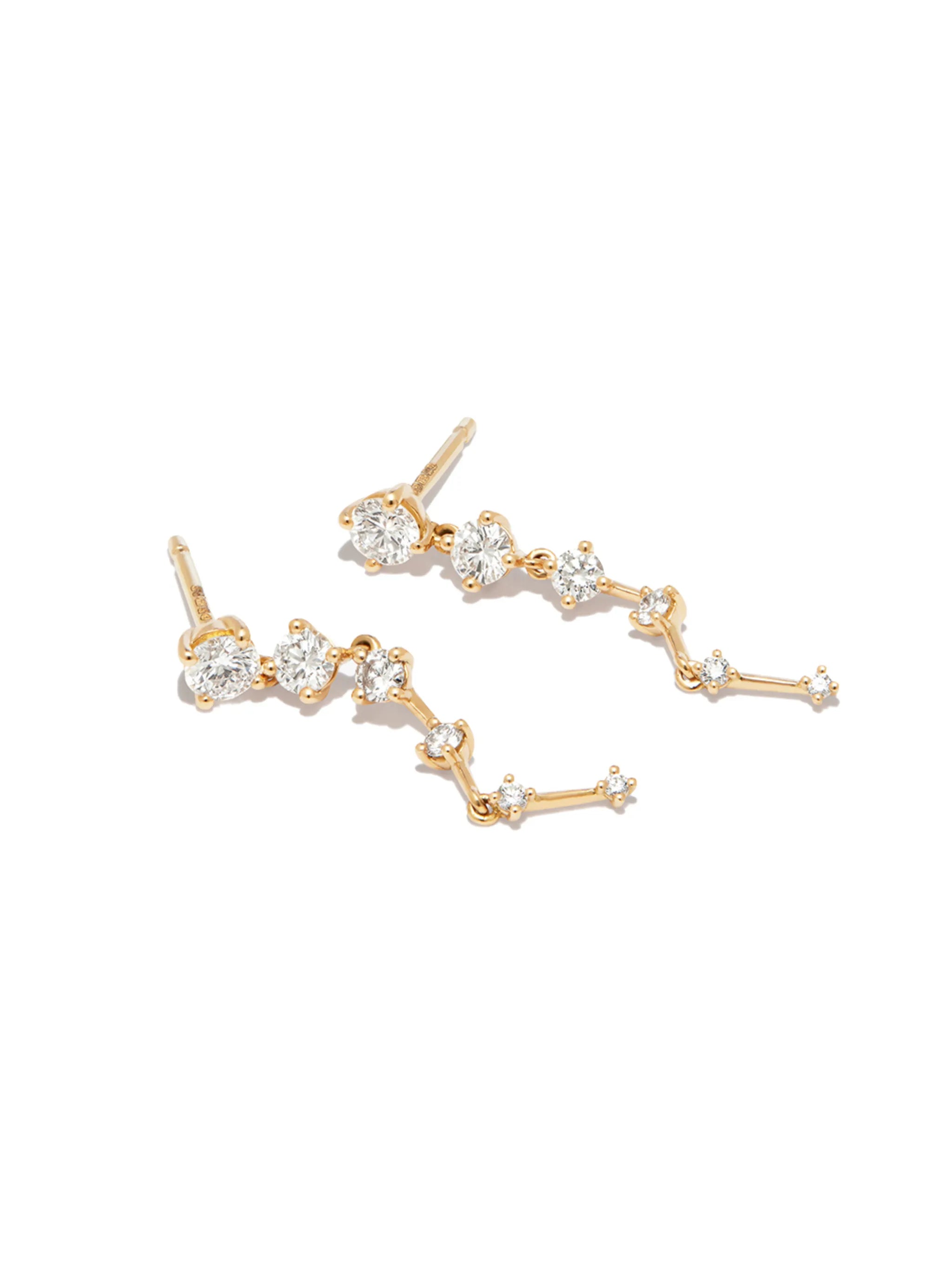 18kt yellow gold Sequence diamond drop earrings