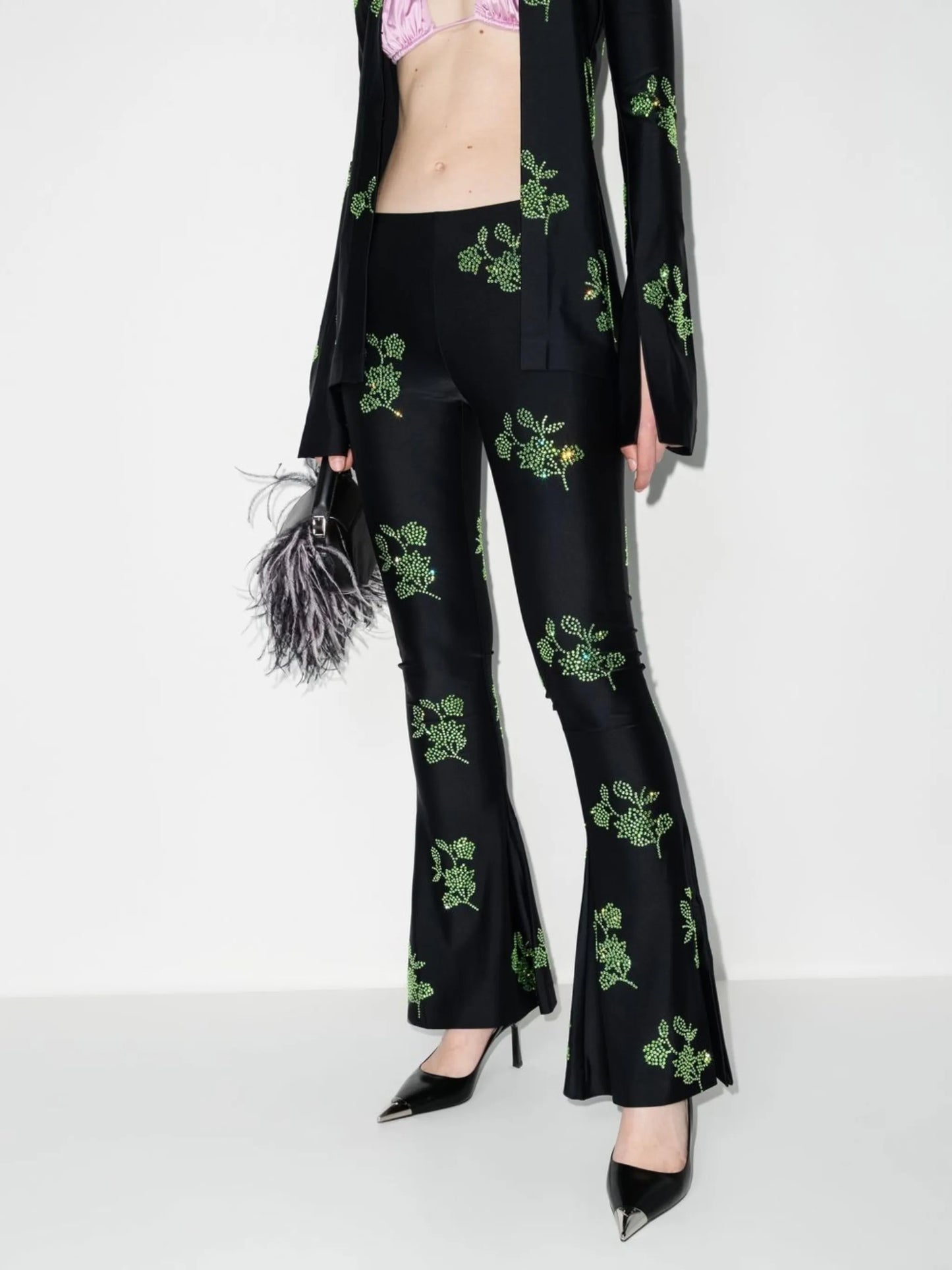 crystal-embellished flared trousers