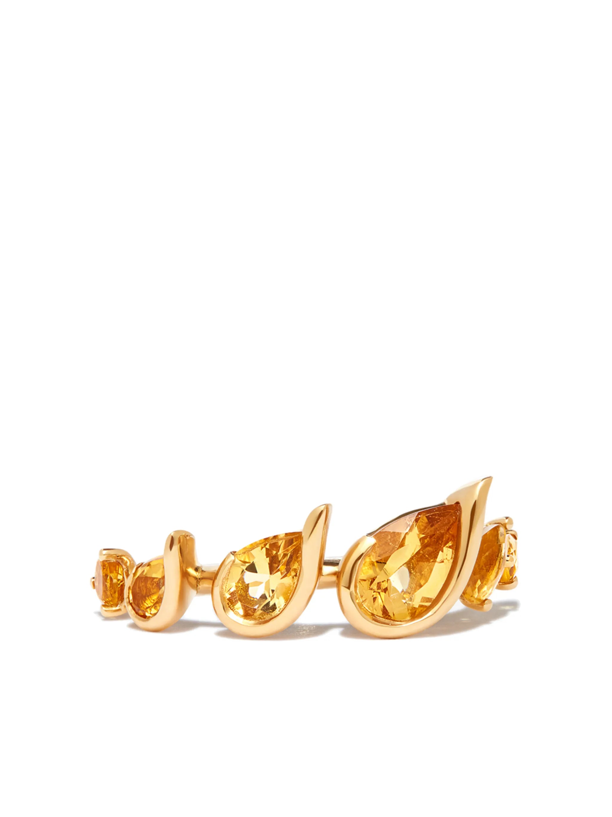 18kt yellow gold Flame citrine ring