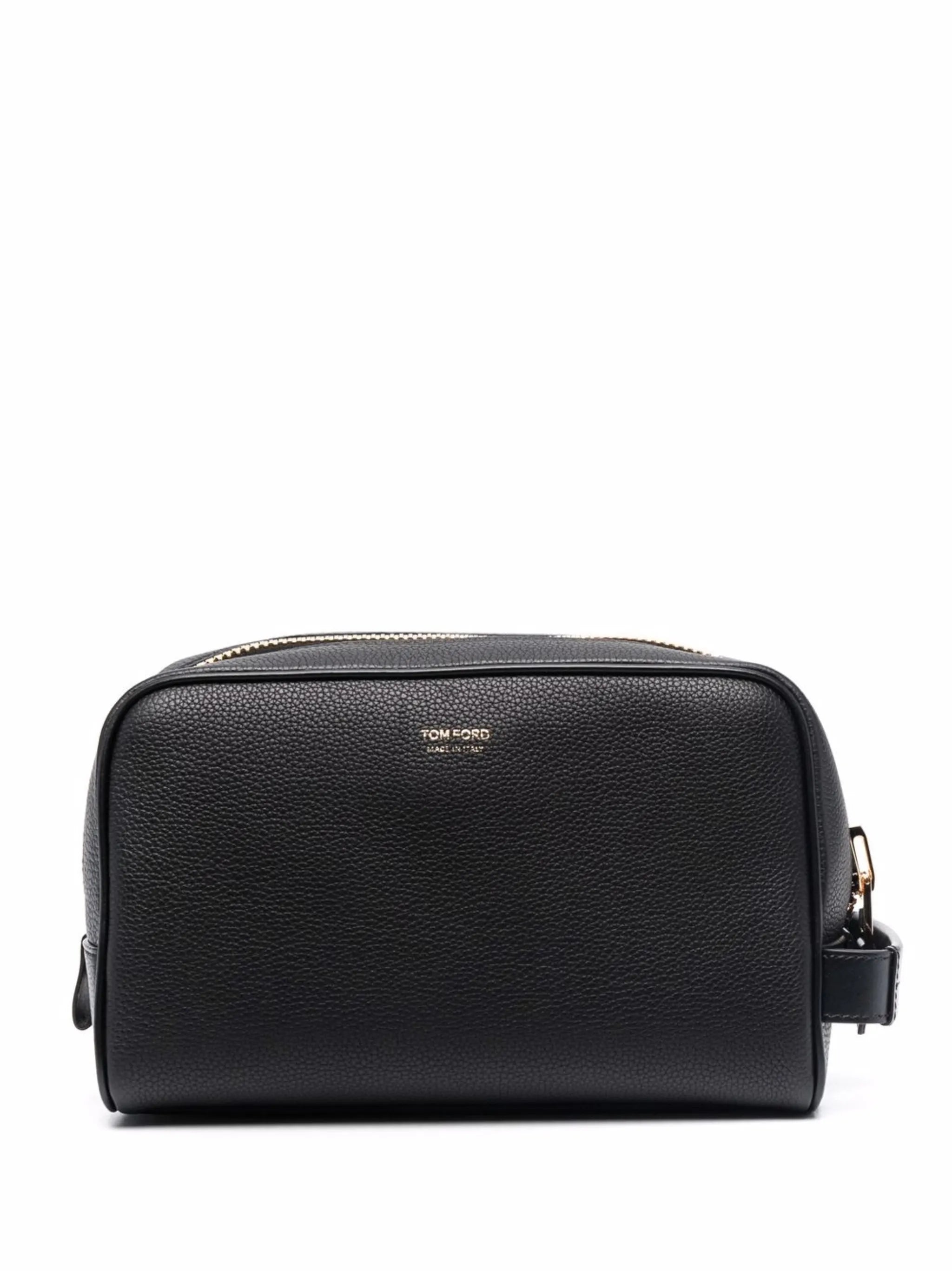 grained-leather wash bag