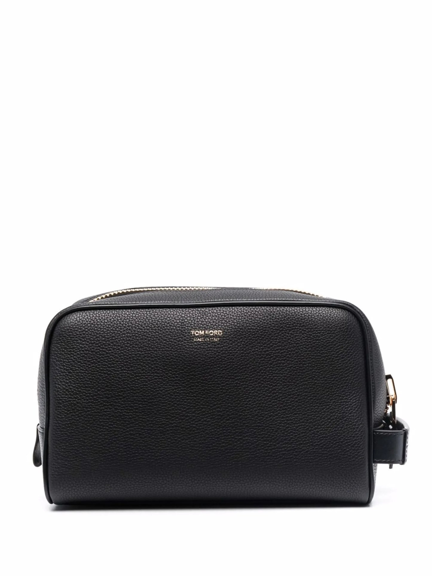 grained-leather wash bag