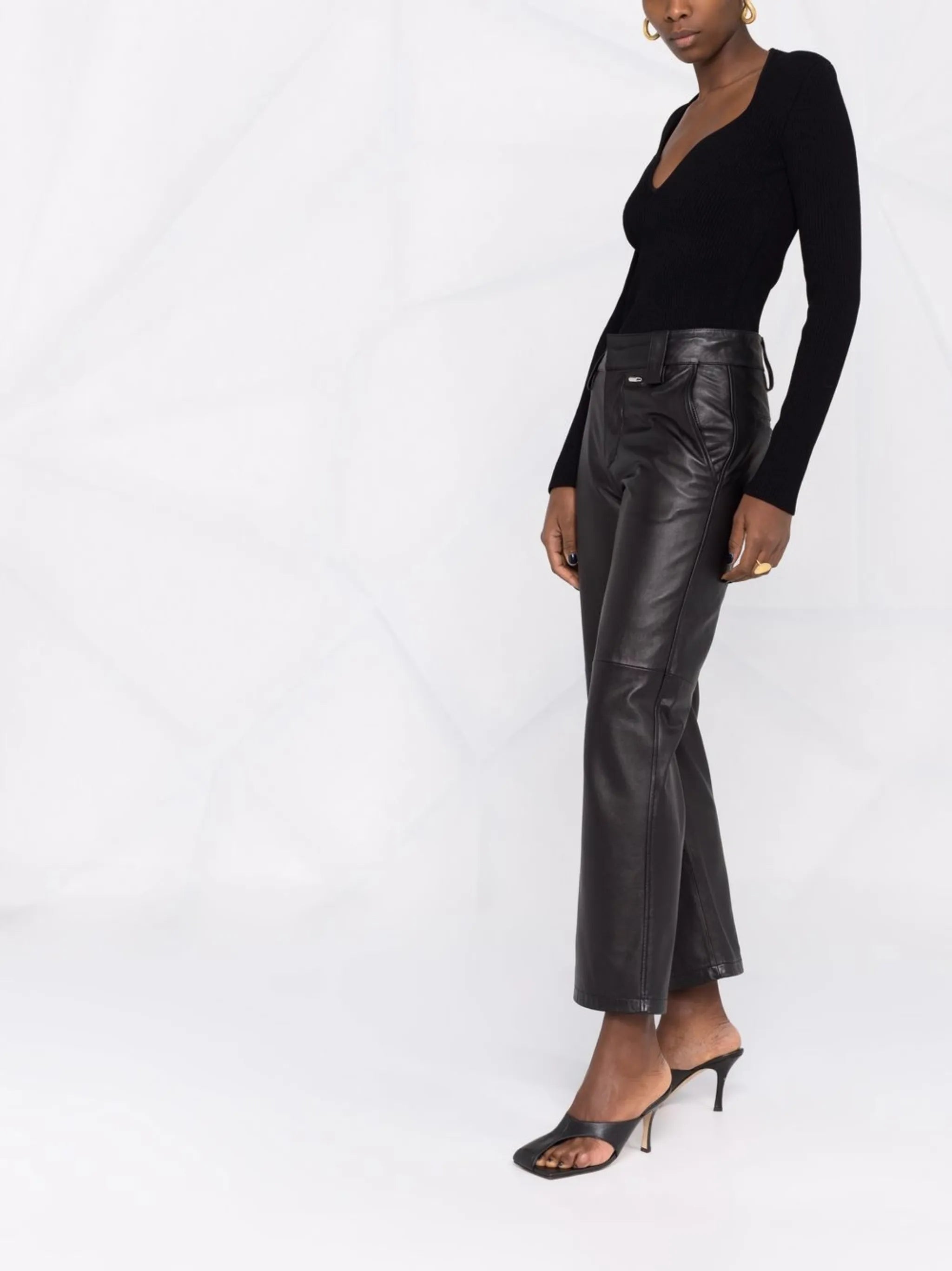 long-sleeve ribbed-knit top