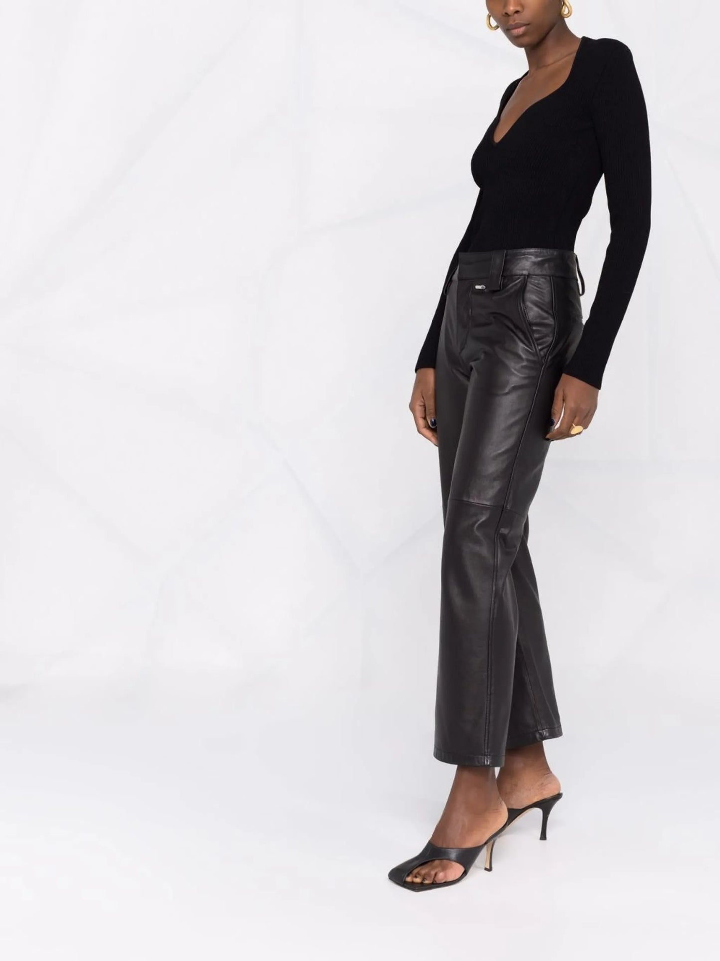 long-sleeve ribbed-knit top