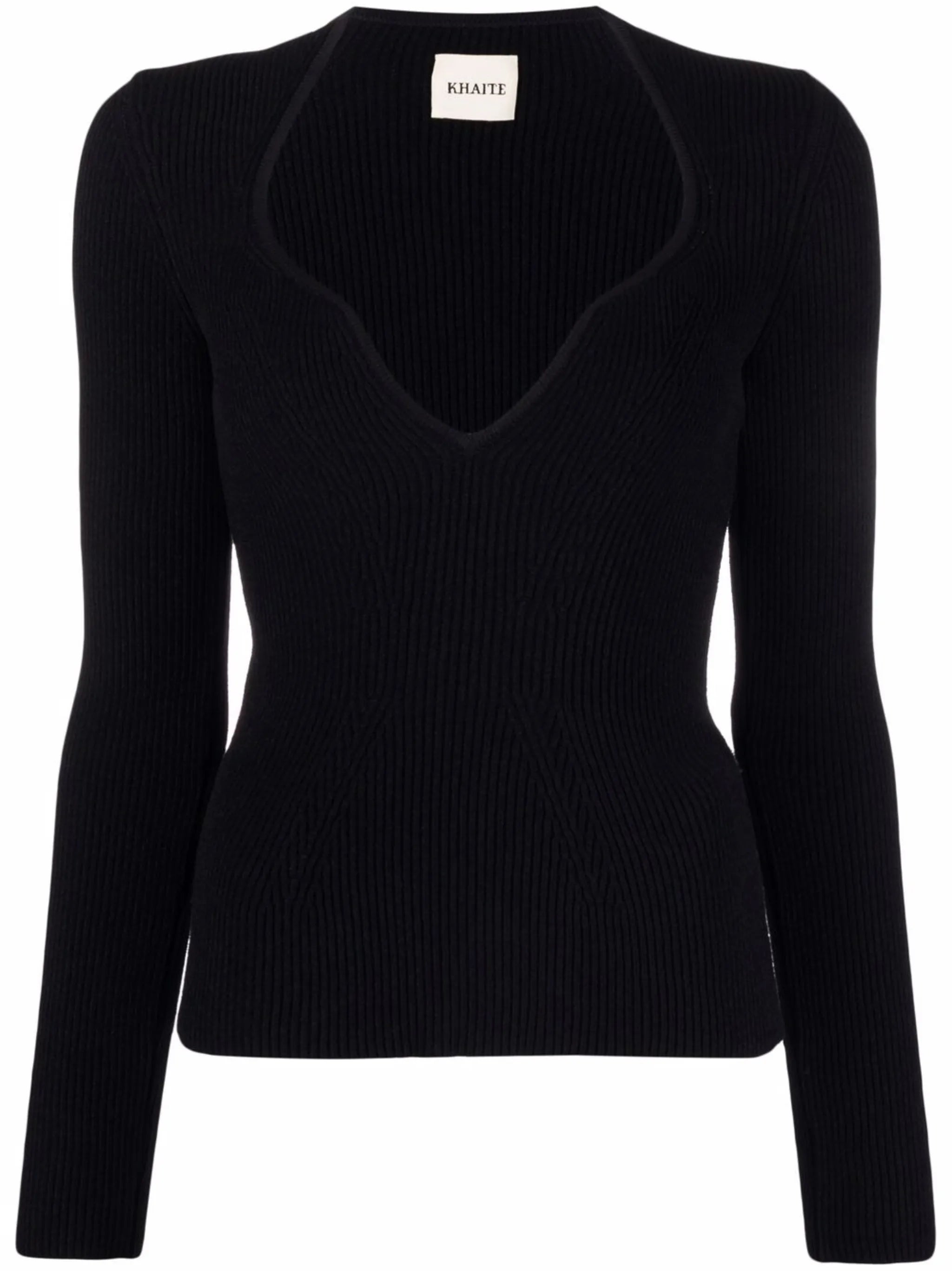 long-sleeve ribbed-knit top