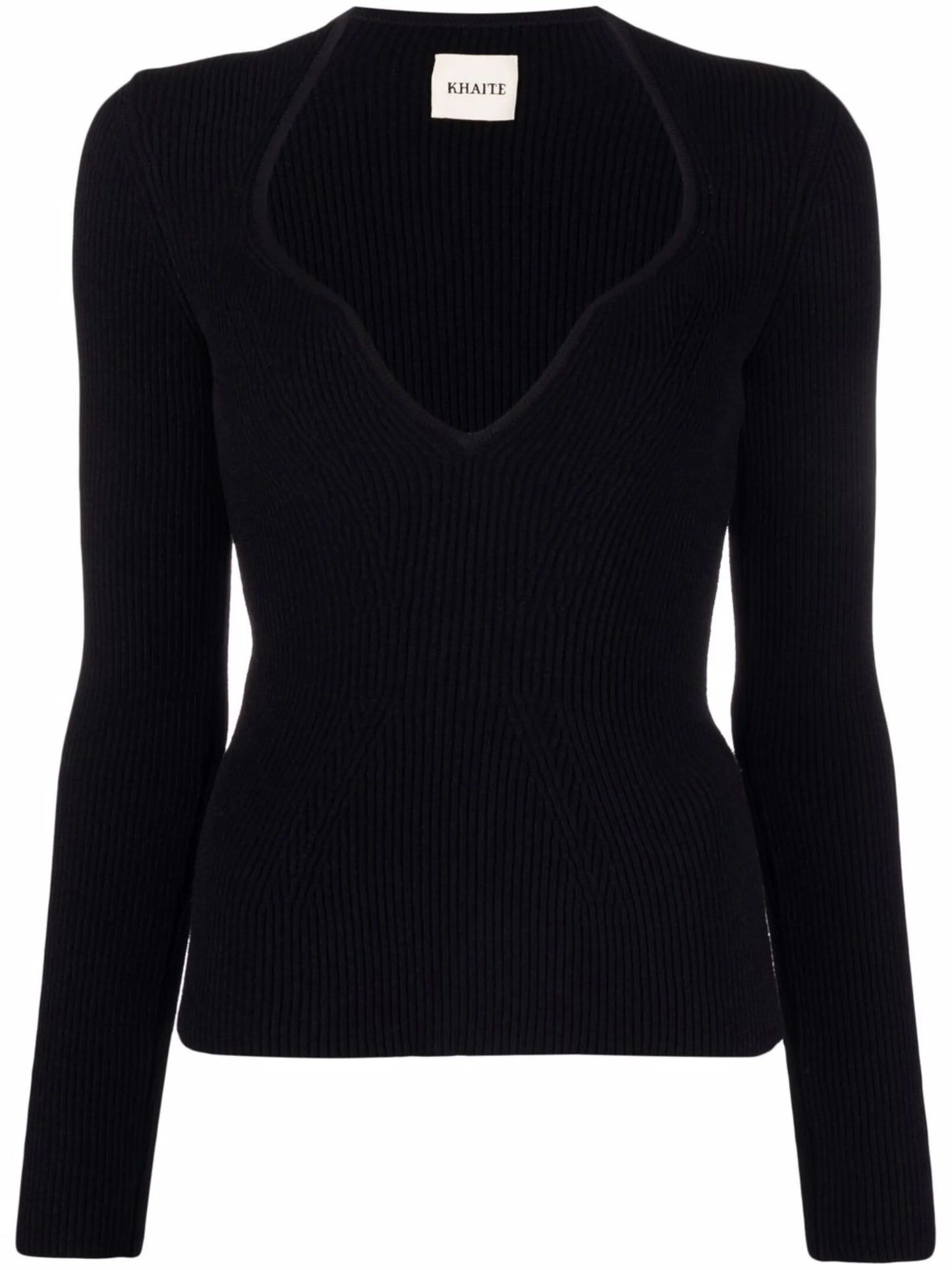 long-sleeve ribbed-knit top