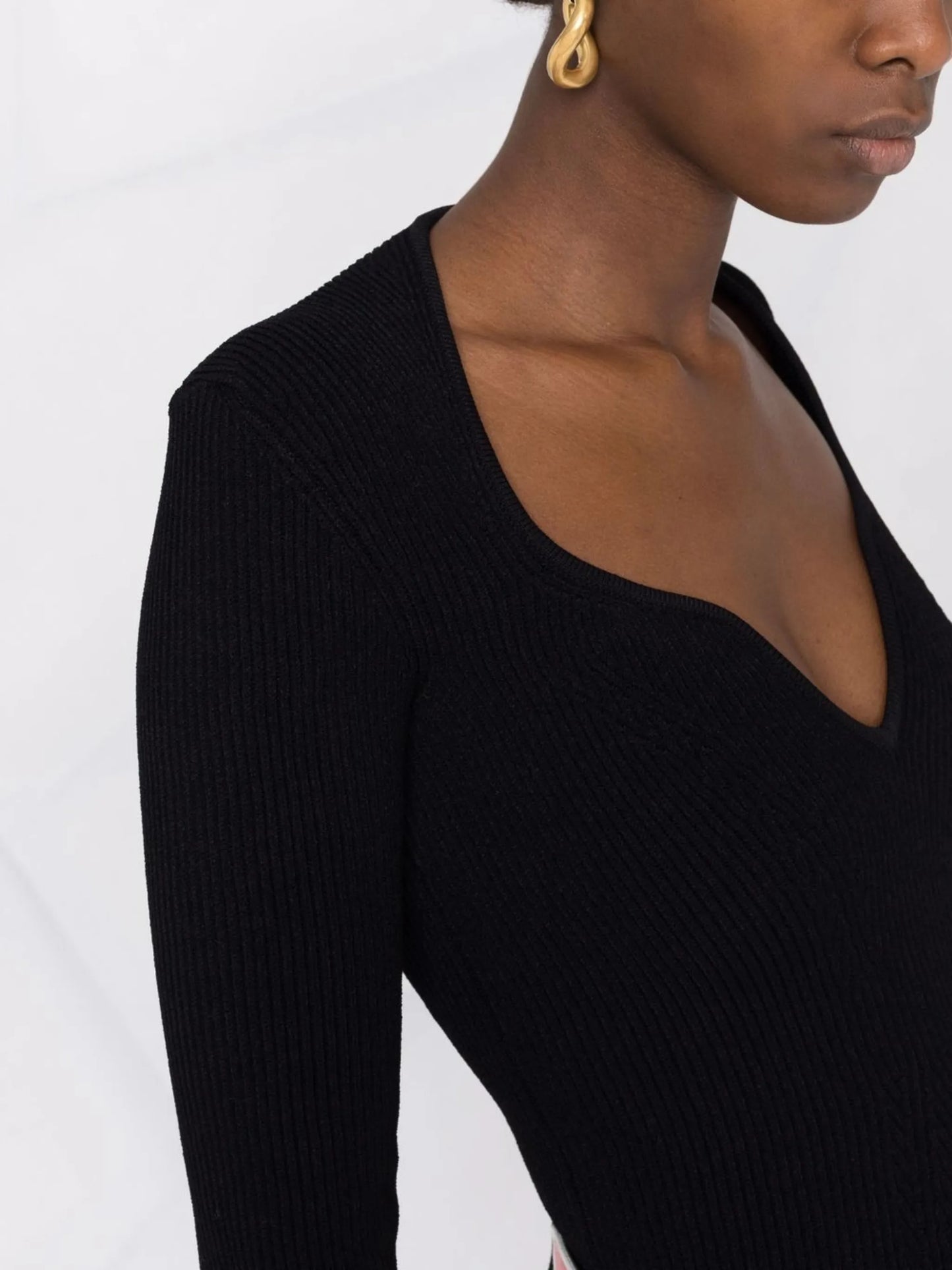 long-sleeve ribbed-knit top