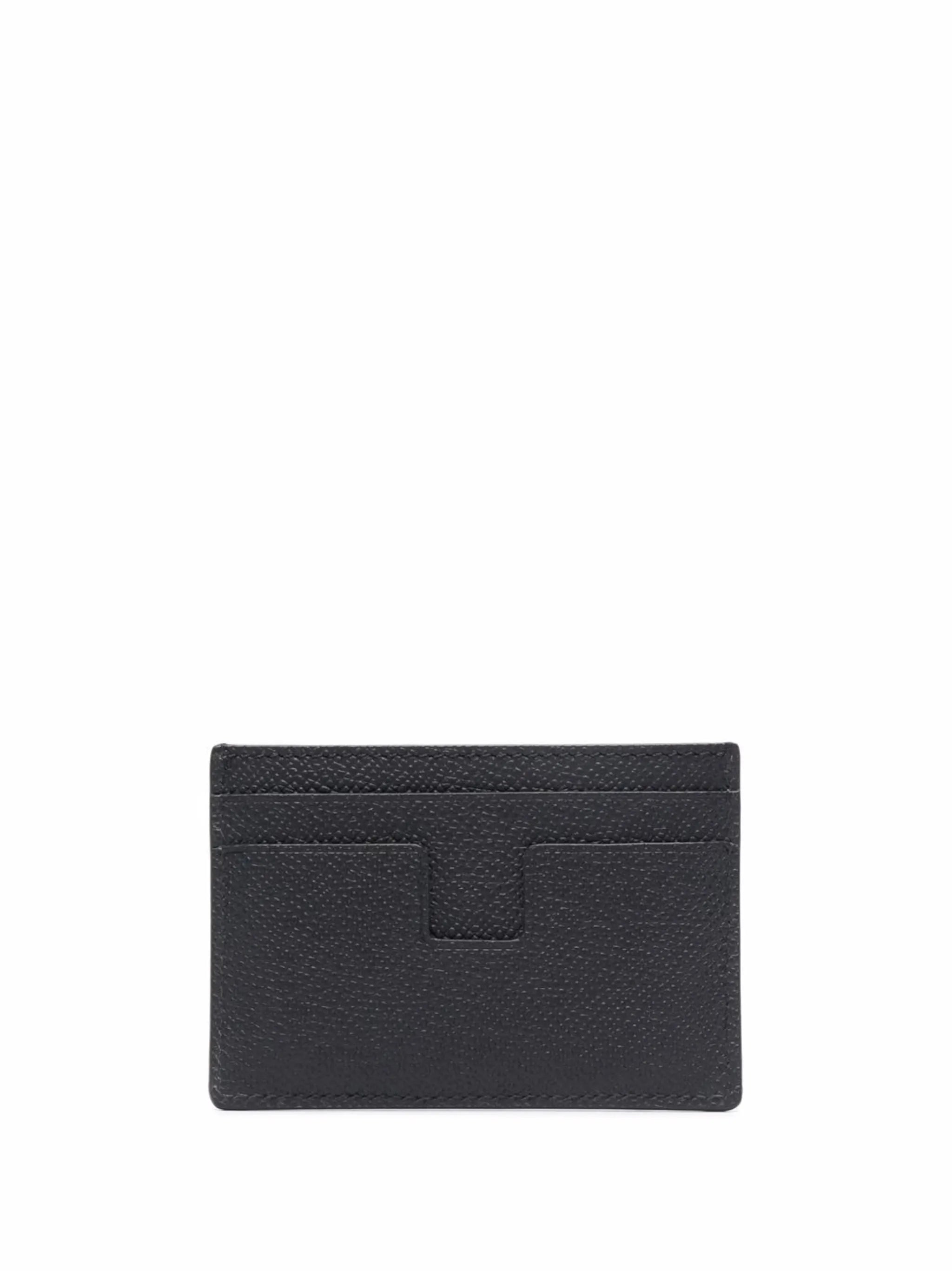 logo-print leather cardholder
