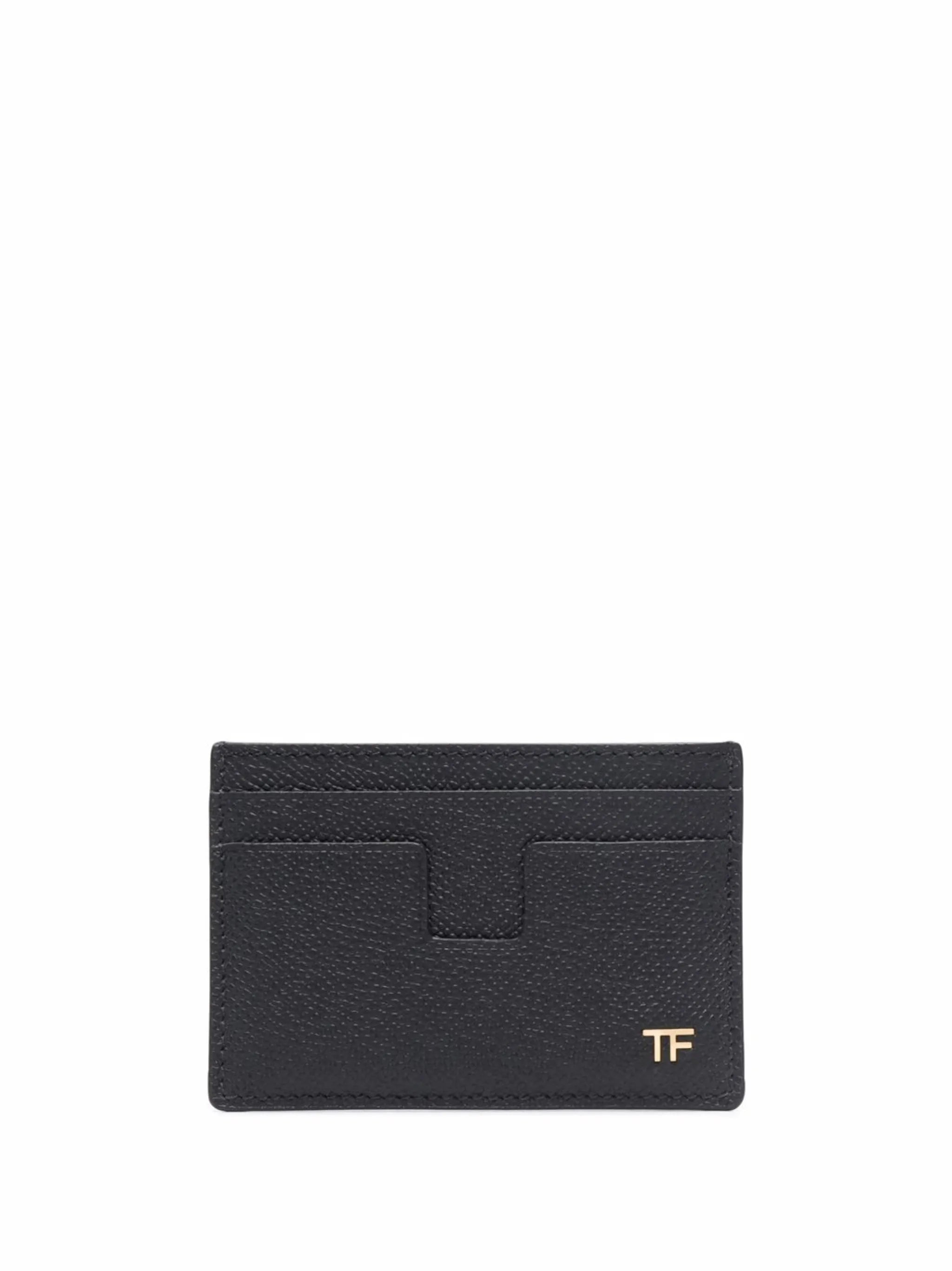 logo-print leather cardholder